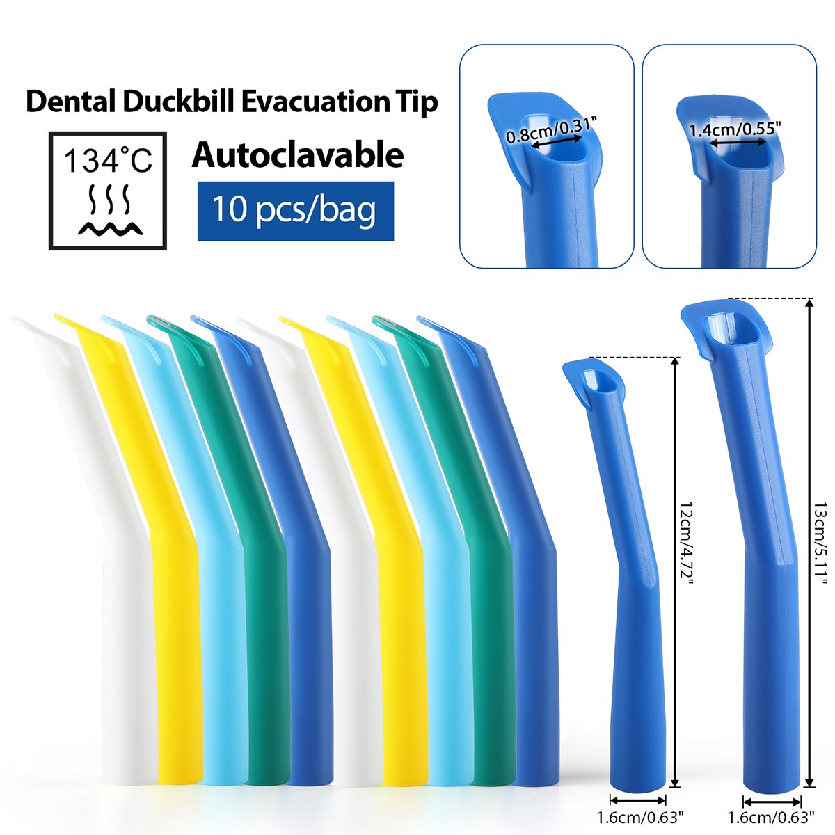 Dental Autoclavable Saliva Ejectors Strong Suction Tips Duckbill Evacuator Tips