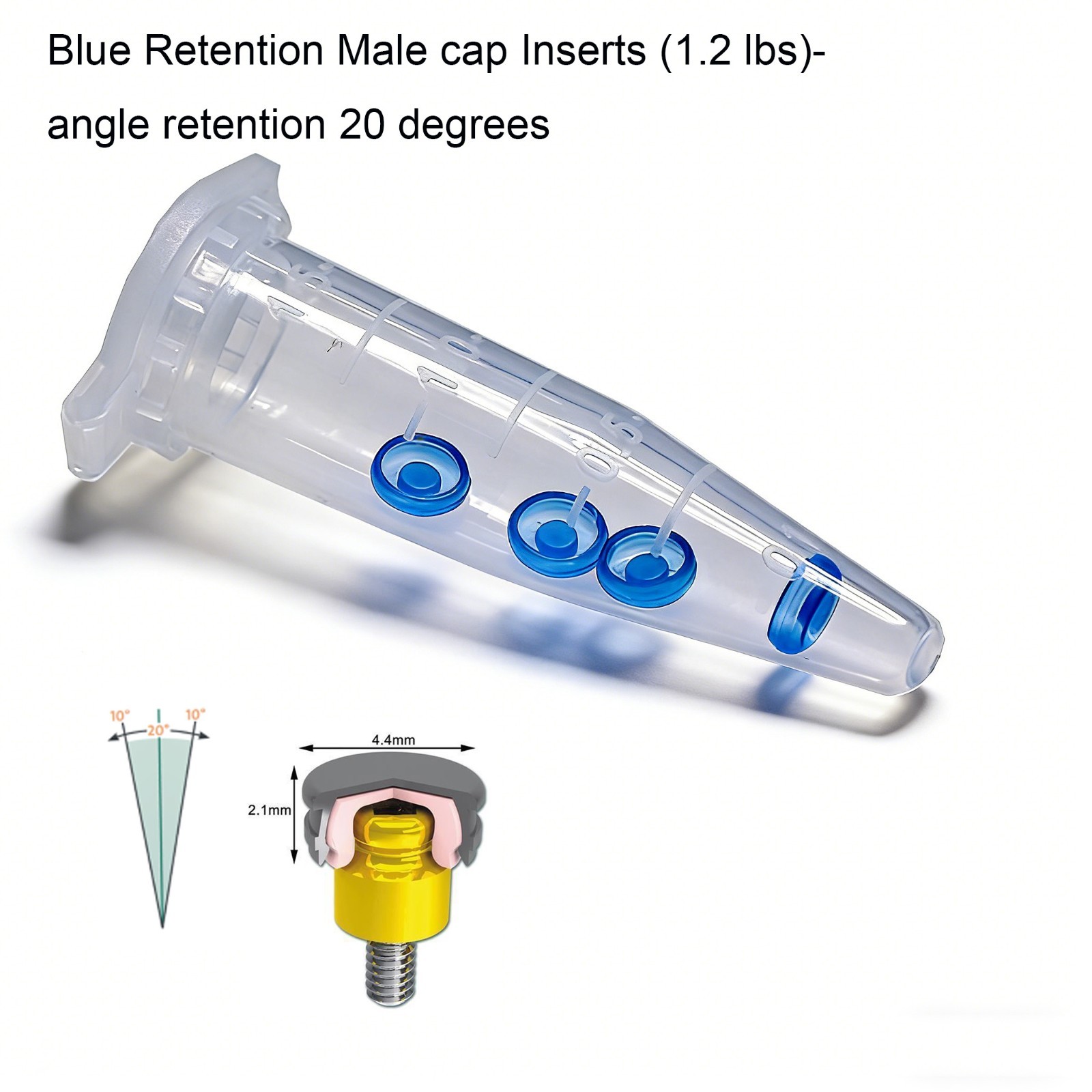 Dental fits Zest Locator Male Caps Standard Xtra-Light Blue 1.2lbs Inserts 20Pcs