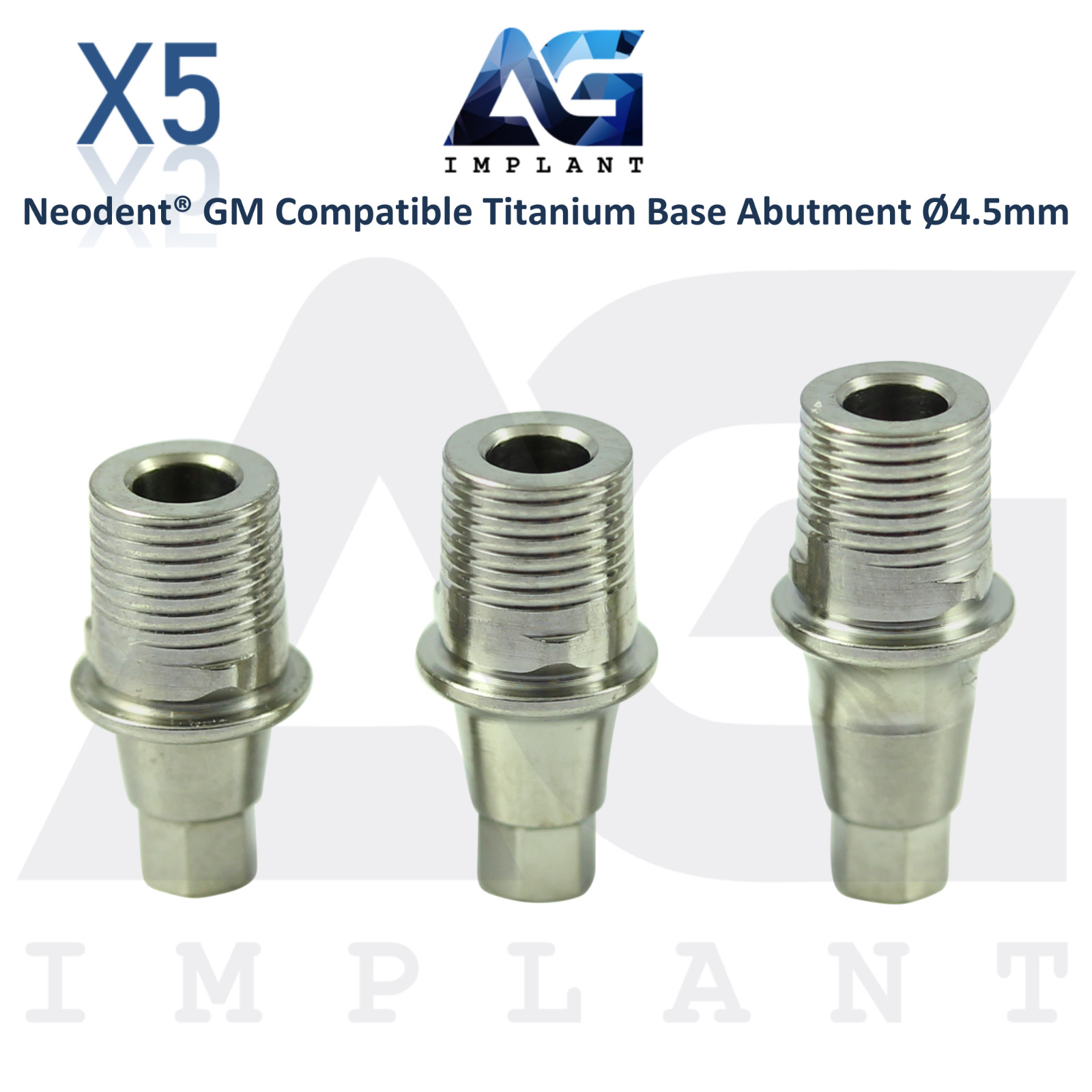 5 Titanium Base Prosthetic Ø4.5mm Neodent® GM Fixtures Compatible CAD/CAM
