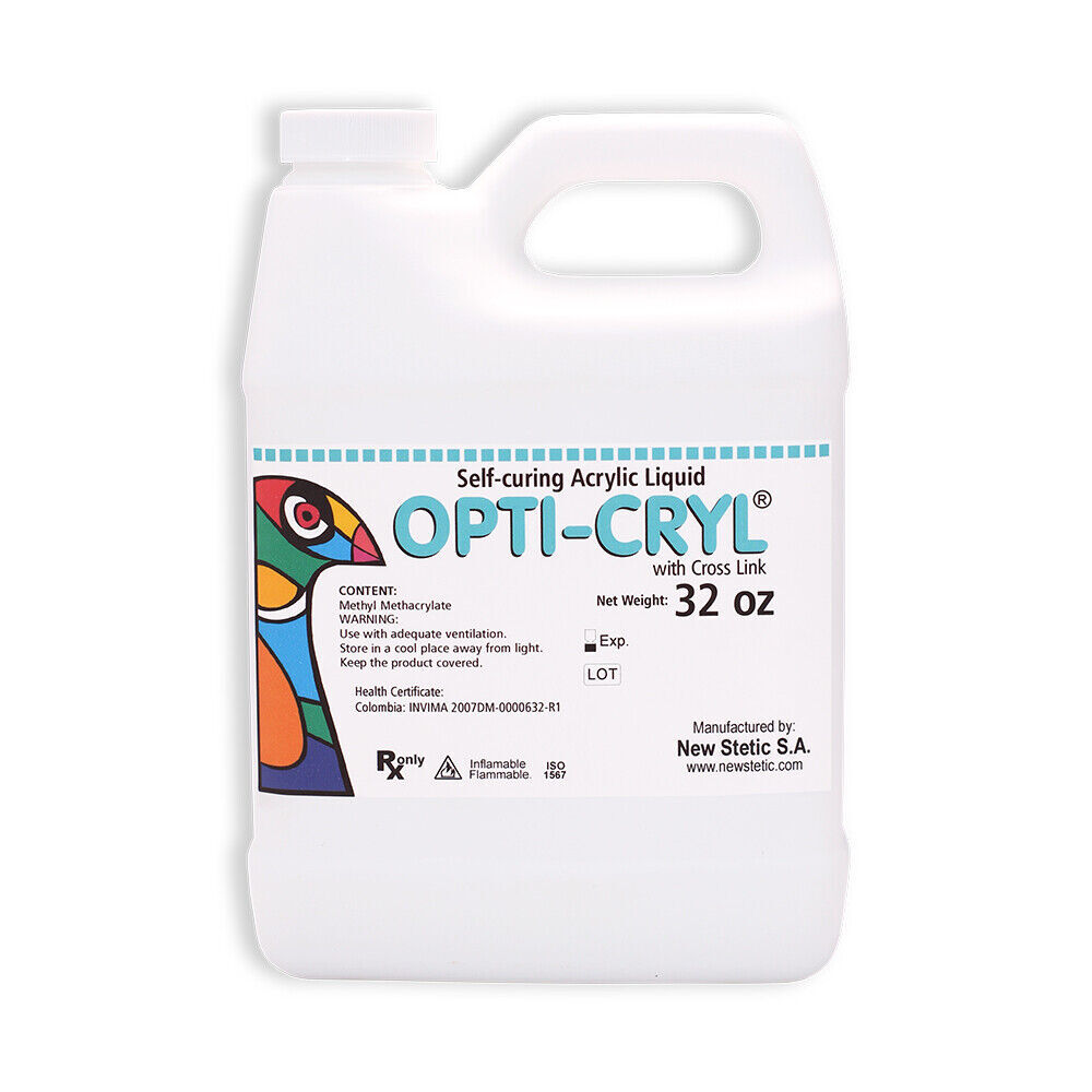 New Stetic Opti Cryl Self Curing Acrylic Liquid Monomer 32oz