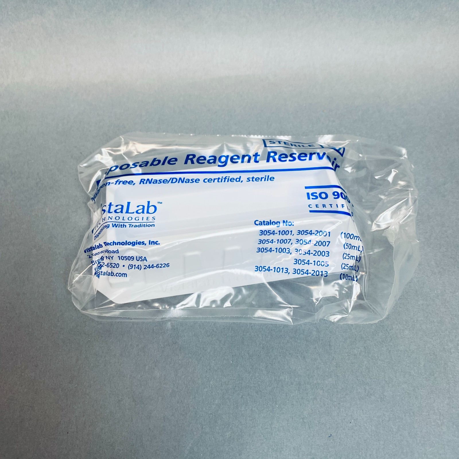 VistaLab Reagent Reservoir 50 ml Sterile Individually Sealed Case of 100 Basins
