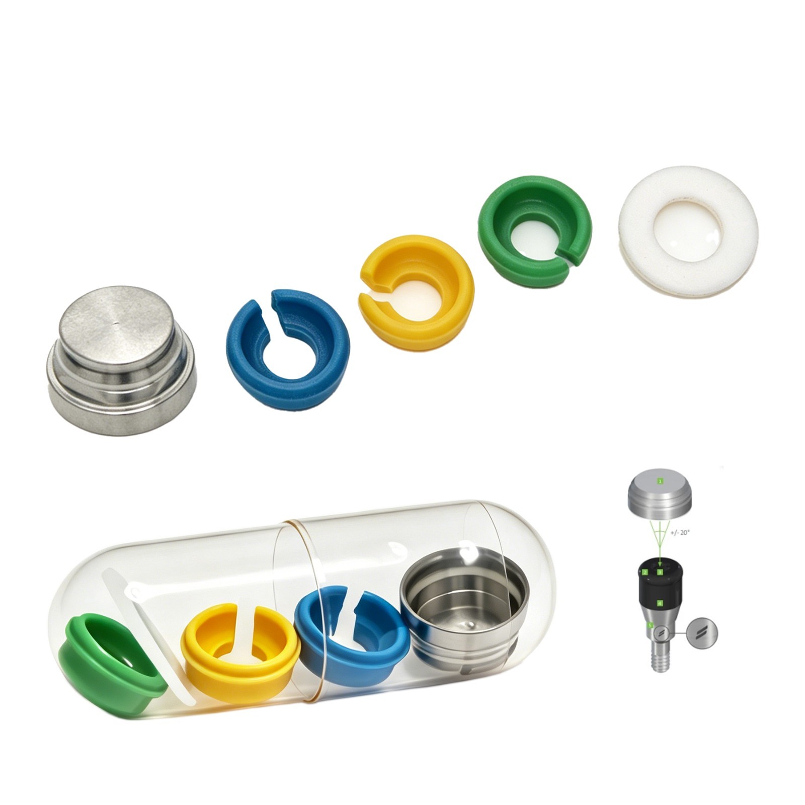 US Dental Novaloc Retention Inserts Caps Peek Locator Mounting & Demounting Tool