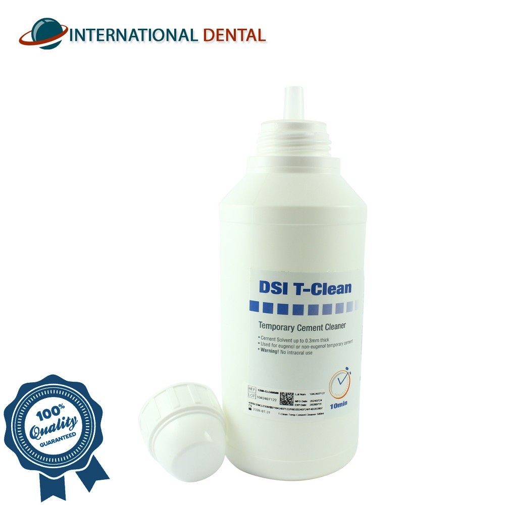 Dental T-Clean Temporary Cement Solvent Cleaner 500ml Bottle Fast Clean Solution