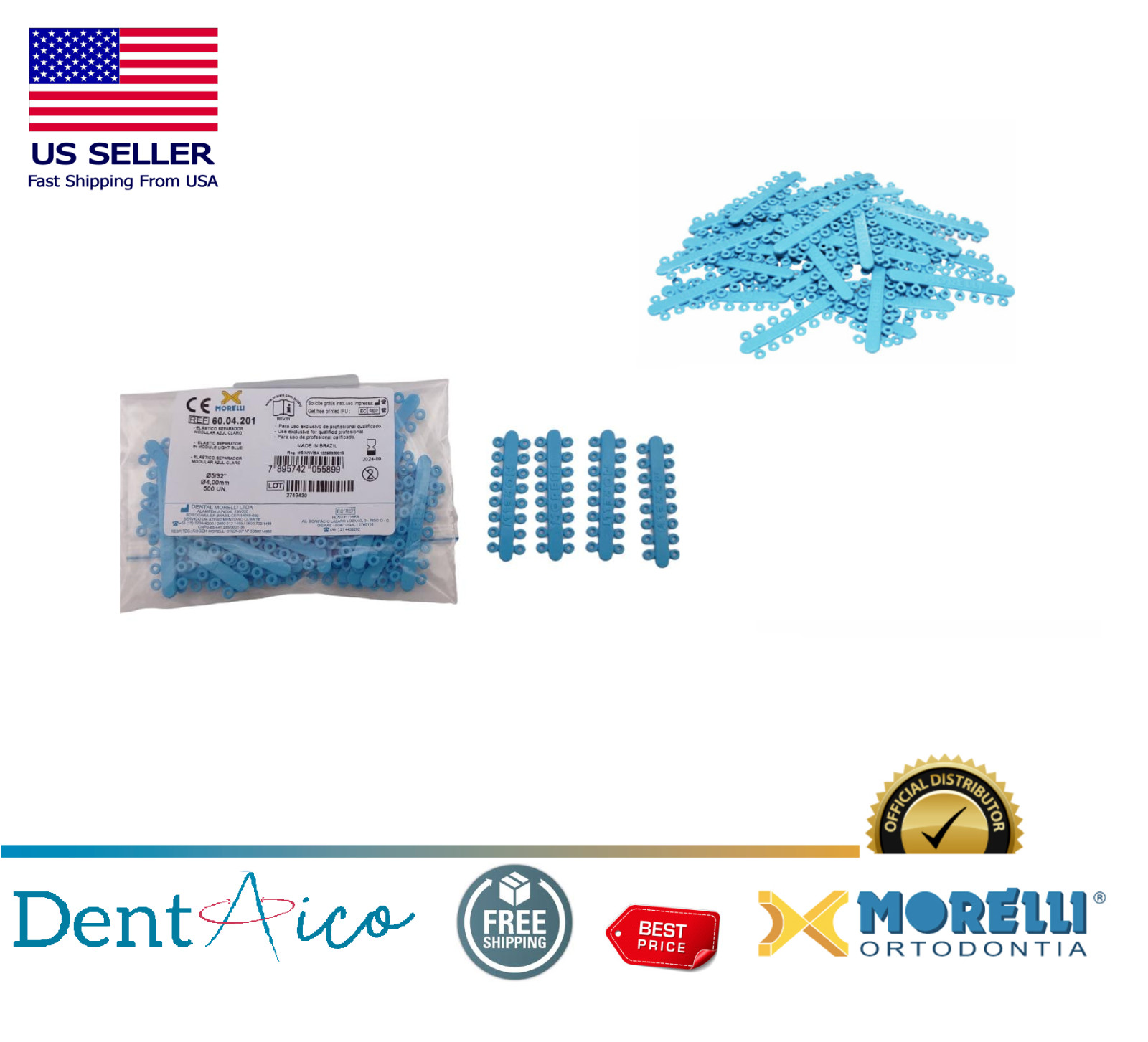 Elastic Separator in module Light Blue Ø 5/32″ = 4,0mm Morelli Dental Orthodonti