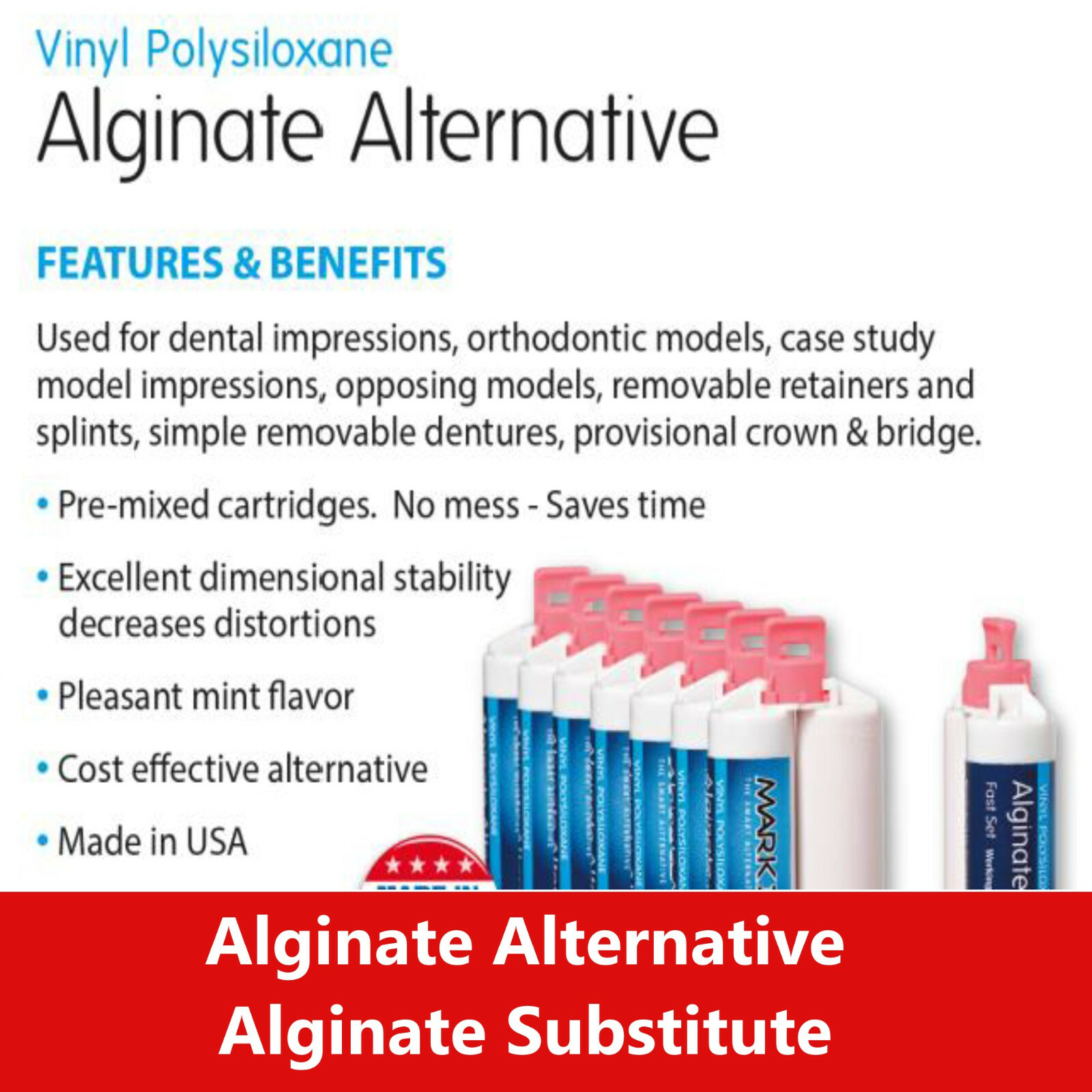 Dental Alginot Mark3 Alginate Substitute Alternative 4 or 8 x 50mL, Fast Set USA