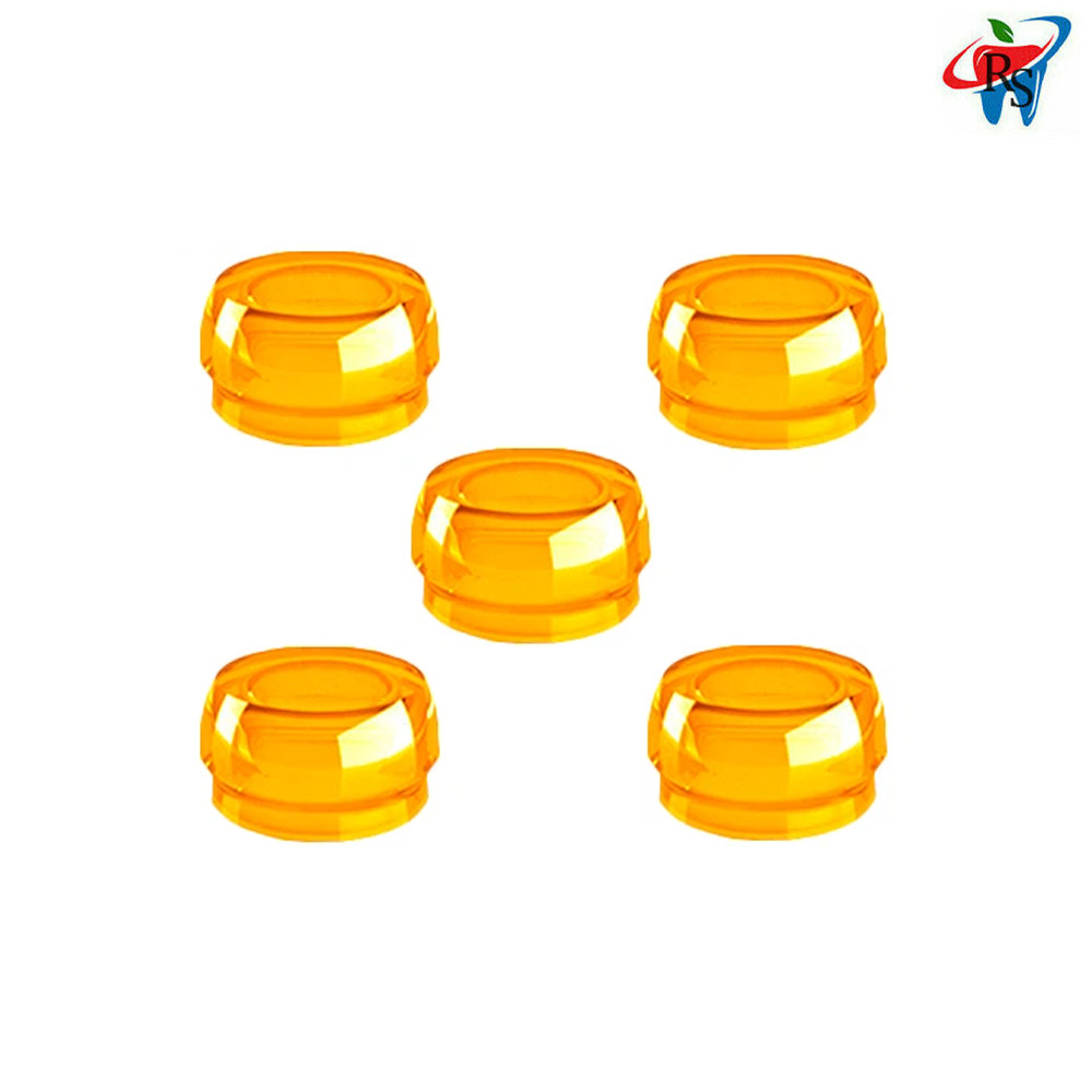 5pcs Dental Yellow Silicone Caps Extra Soft Retention 600gr Loc In Attachment
