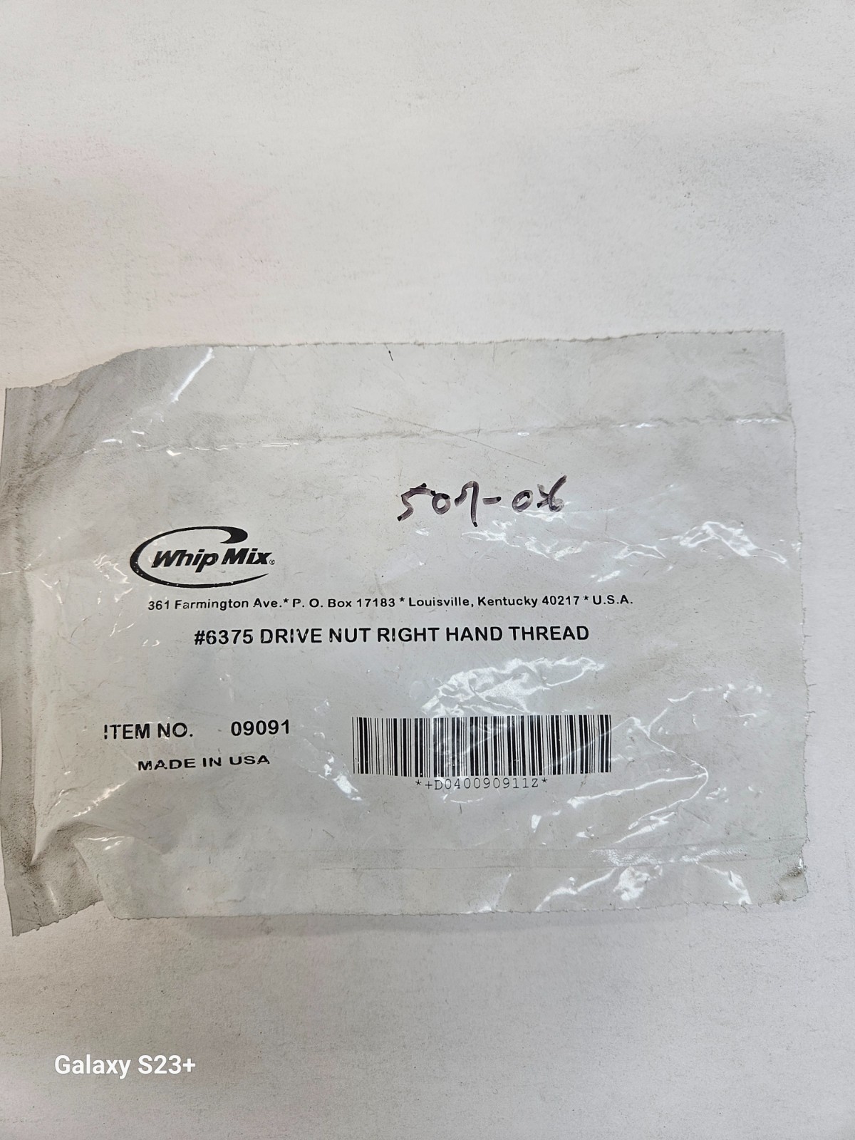 Whip Mix Mixing Bowel Drive Nuts Right hand Thread #6375, #6865