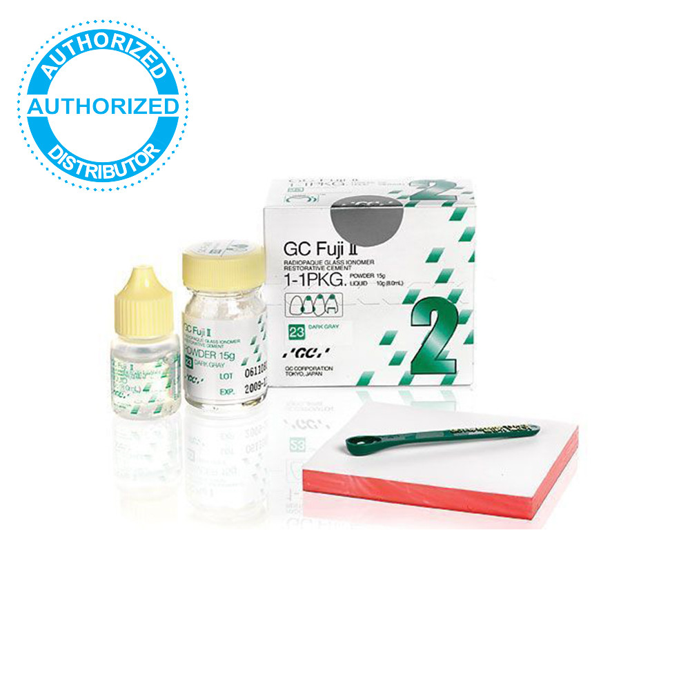 GC Fuji II Glass Ionomer Restorative Powder 15g & Liquid 8mL Shade #21, #22, #23