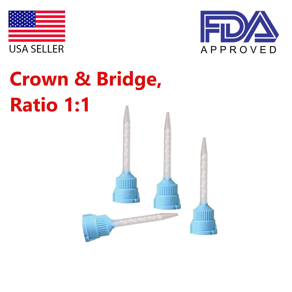 Dental Crown and Bridge 50 x 1:1 HP STYLE CARTRIDGE Blue/White Mixing Tips