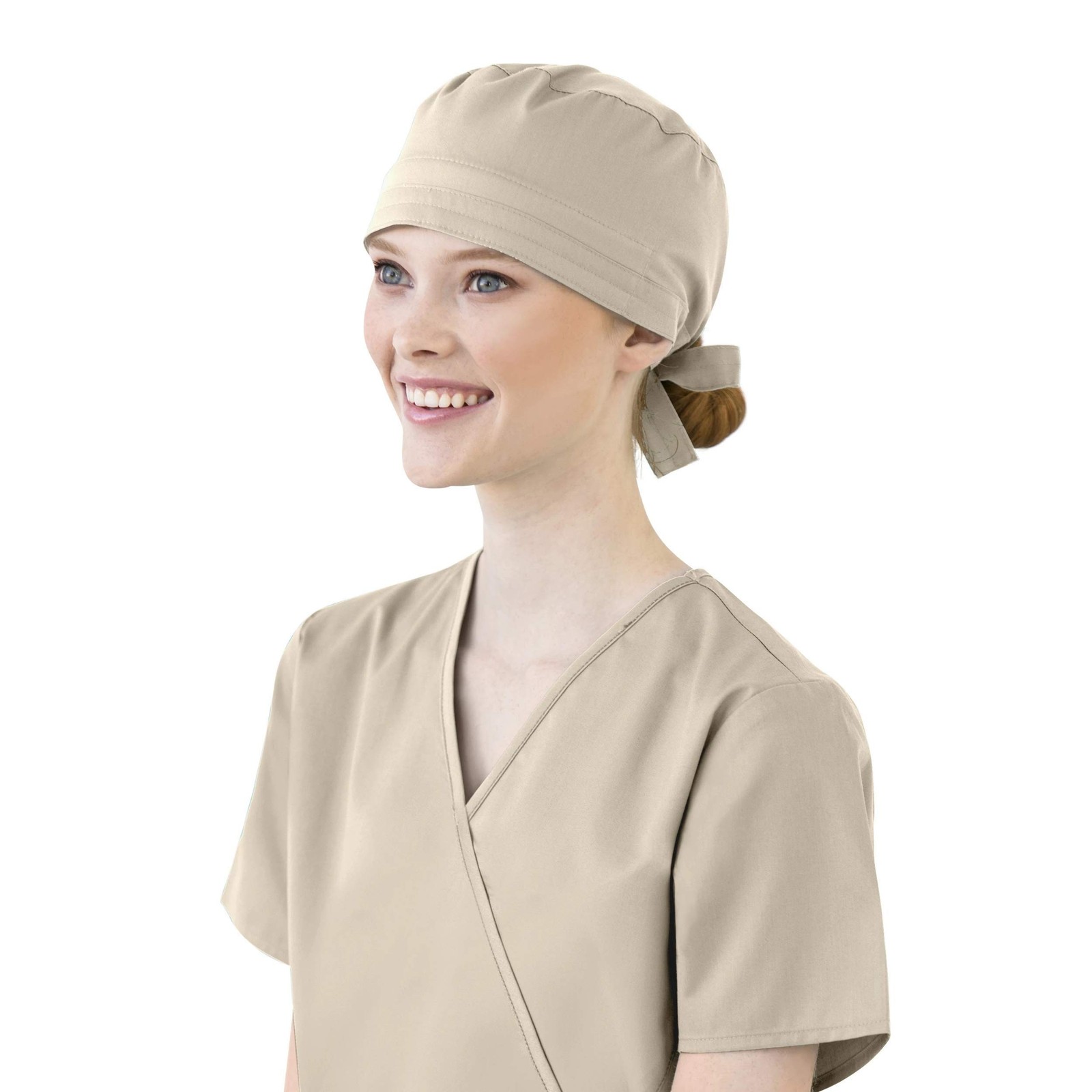 WINK WonderWORK Scrubs for Unisex Tie Back Scrub Cap One Size Khaki