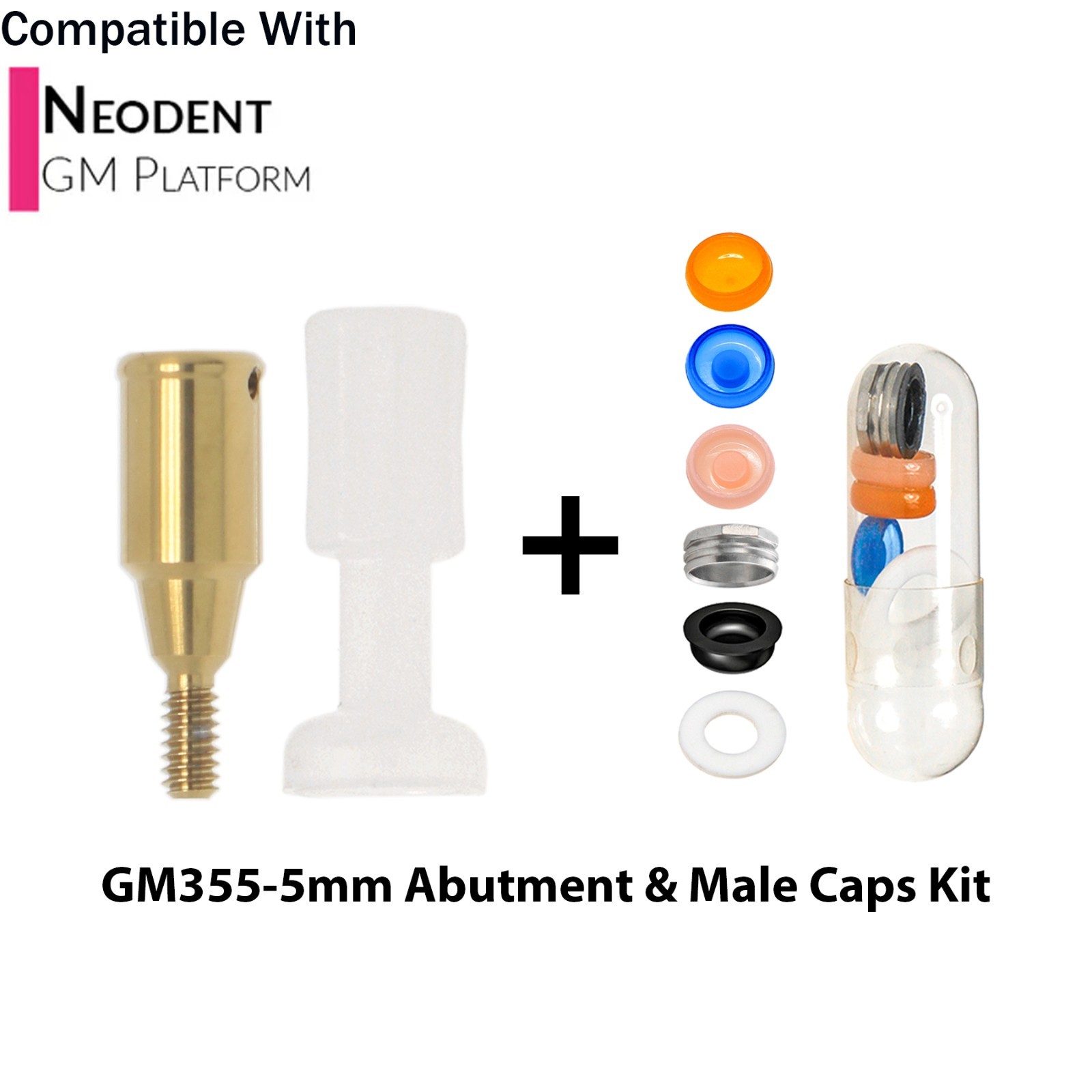Dental Overdenture Locator Abutment 1-6mm & Male Cap Kit For NEODENT GRAND MORSE