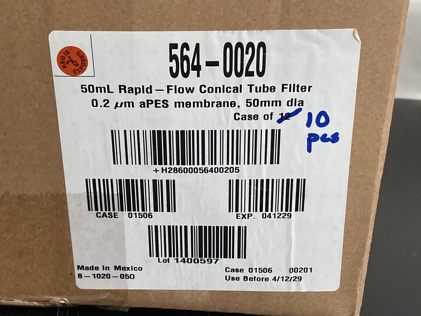 (10) NALGENE Rapid-Flow 50mL Conical Tube Filter Unit 0.2um PES 50mm 564-0020