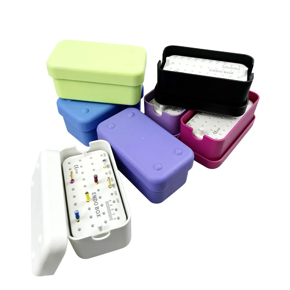 40H Dental Endo Box With Ruler Block Stand Dental Disinfection Endo Files Holder