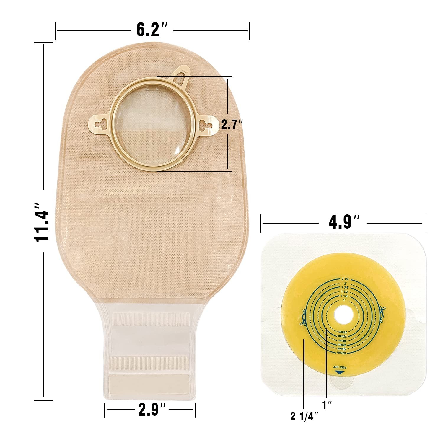 Carbou 21 PCS Ostomy Supplies Colostomy Bags Two Piece 12 Inch (Pack of 21)