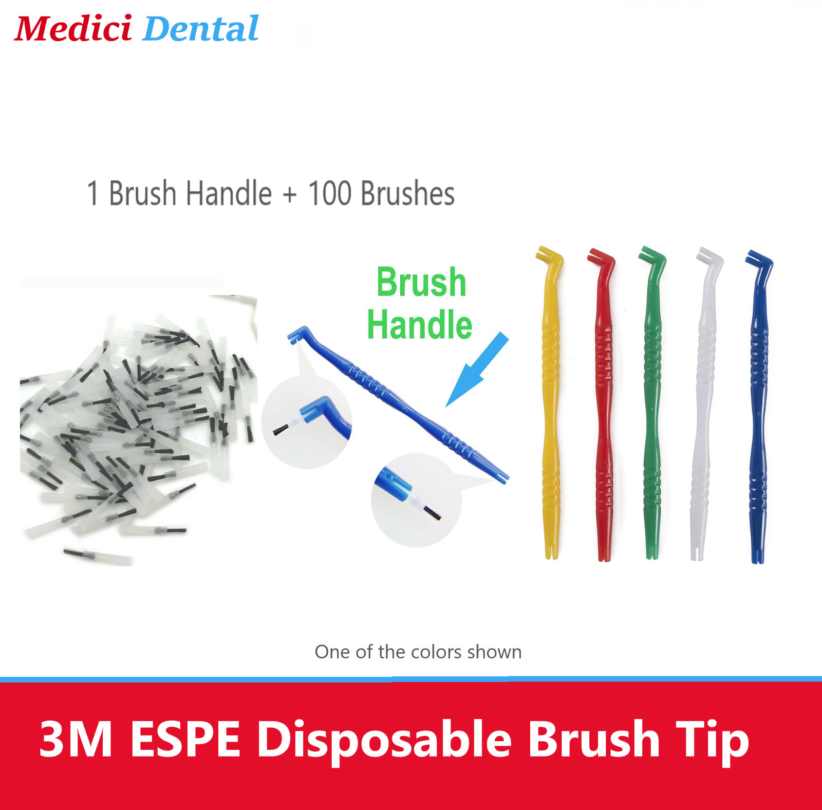 Dental Disposable Brush Applicators 100 Pieces & with Handle, Bendable Brushes