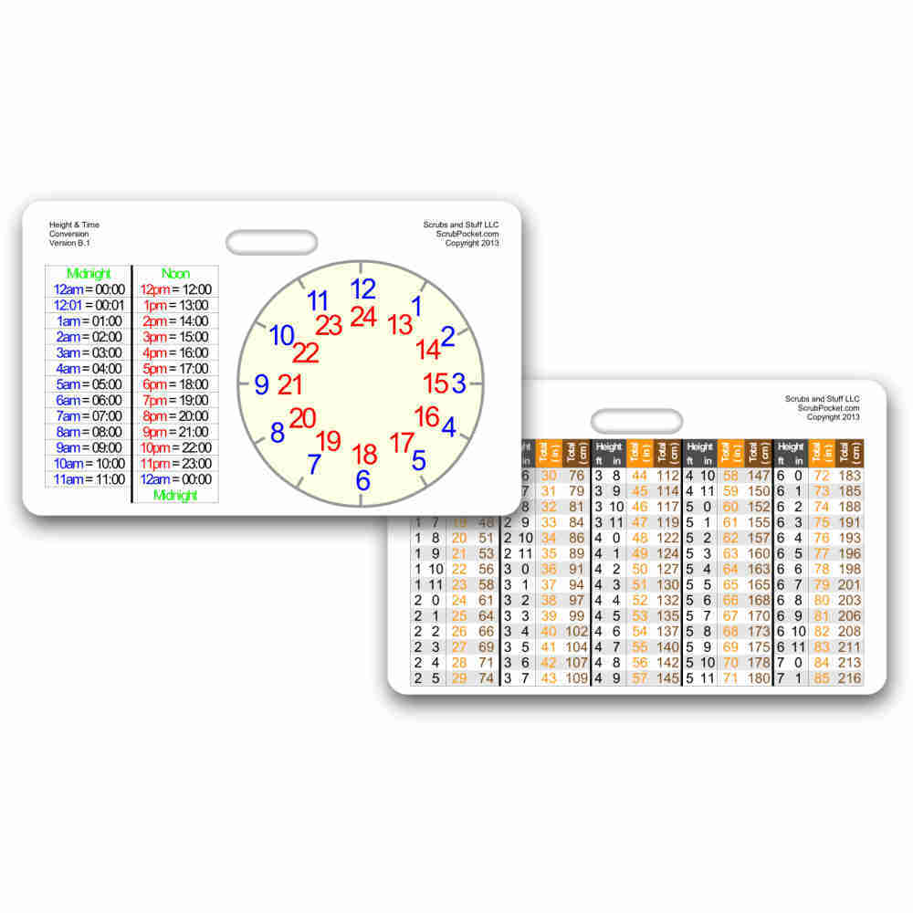 Height & Time Conversion Horz Badge ID Card Pocket Nurse RN EMT MA Paramedic LPN