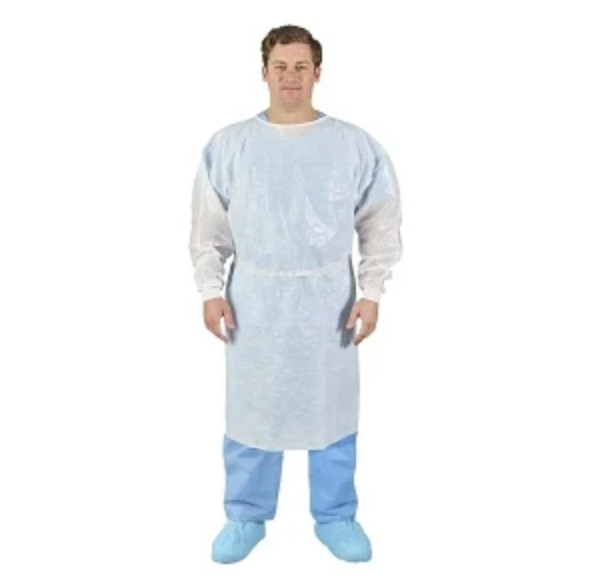 (MultiPack) Halyard Poly-Coated Fluid Resistant Gown, Knit Cuff, XL White, 47002