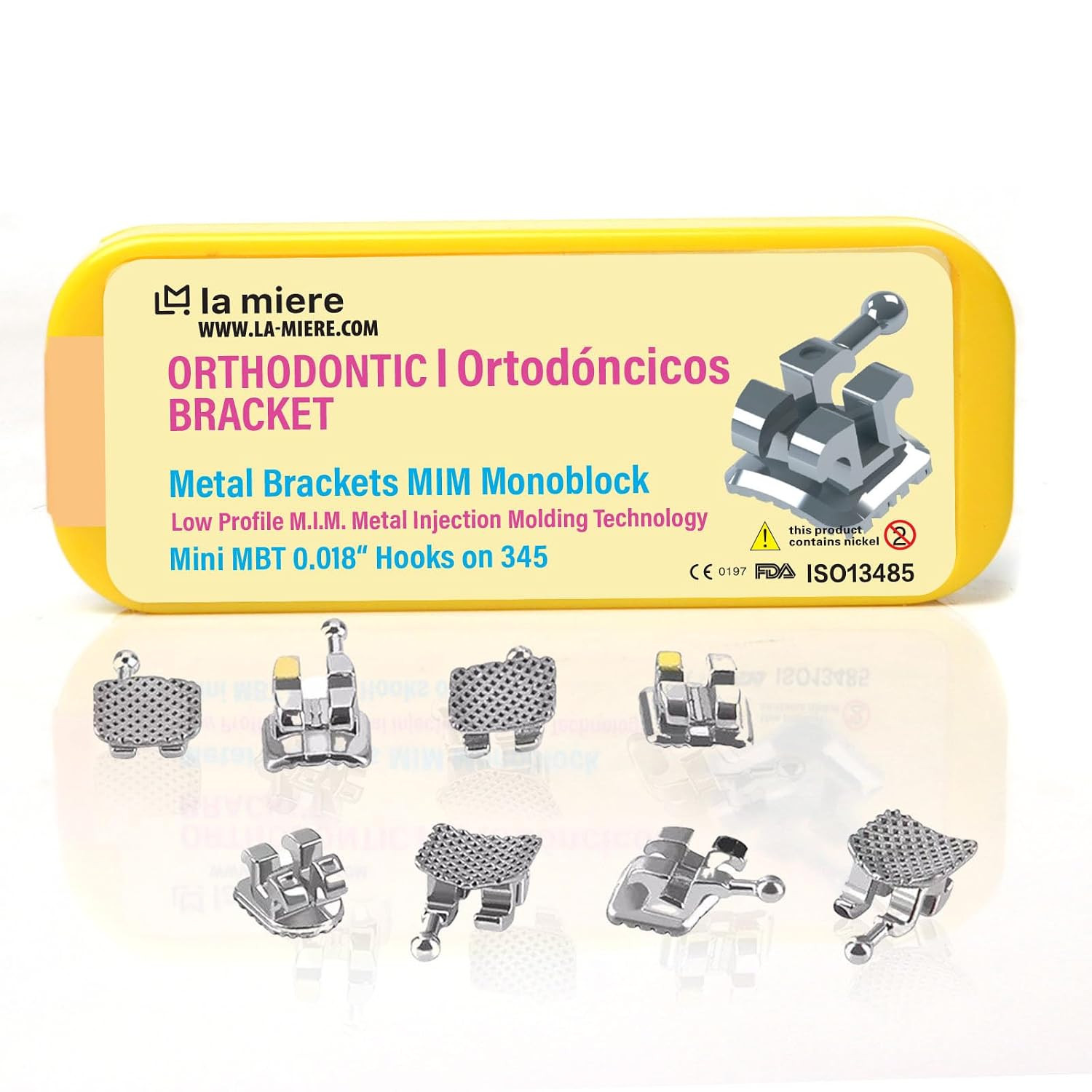 20PCS Teeth Metal Braces, MIM Monoblock Brackets, 0.22 Slots 3-4-5 with Hooks 20