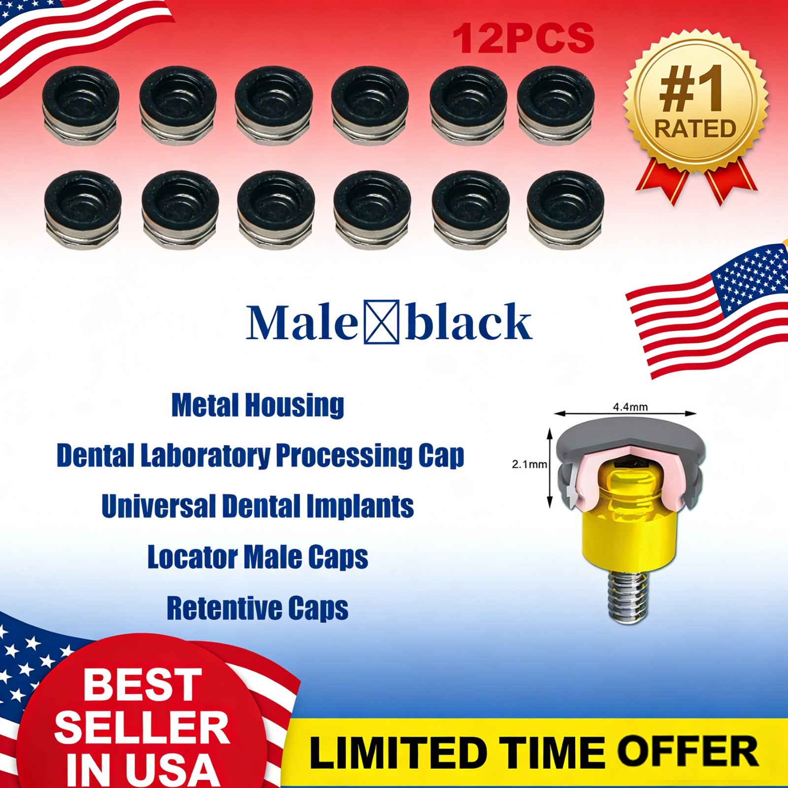 Replacement Metal Housing & Lab Processing Cap Inserts Assembly Fit Zest Locator