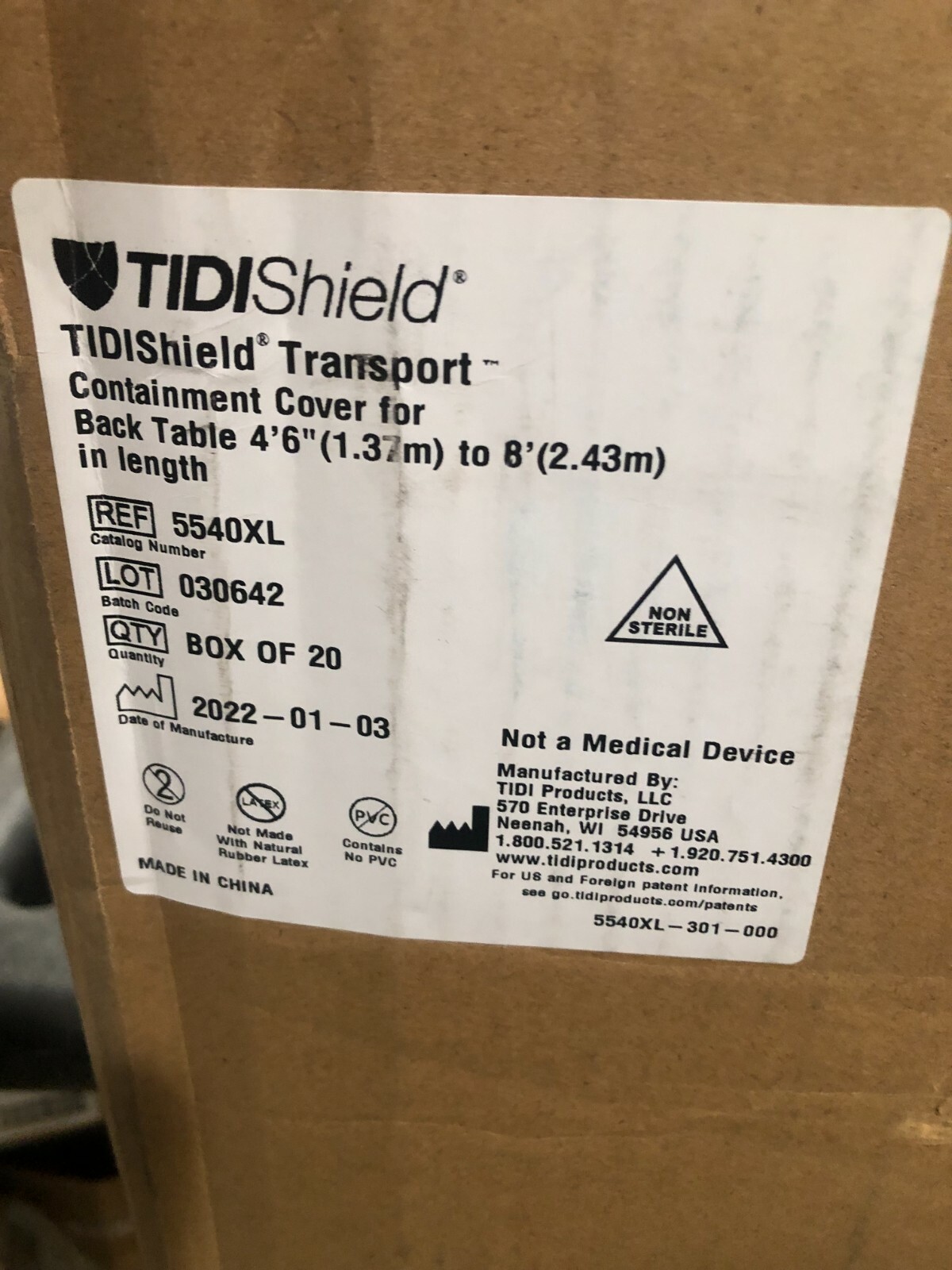 TIDI Shield Transport Containment Cover for Back Table up to 4’6 TO 8 , 5540XXL