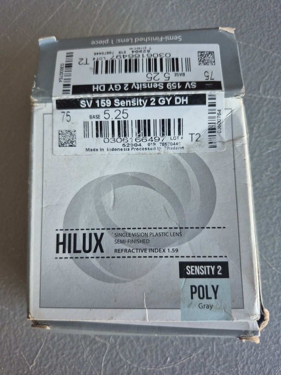 HILUX SV 159 Sensity 2 GY DH Lens Semi-Finished Poly Gray 0306166497