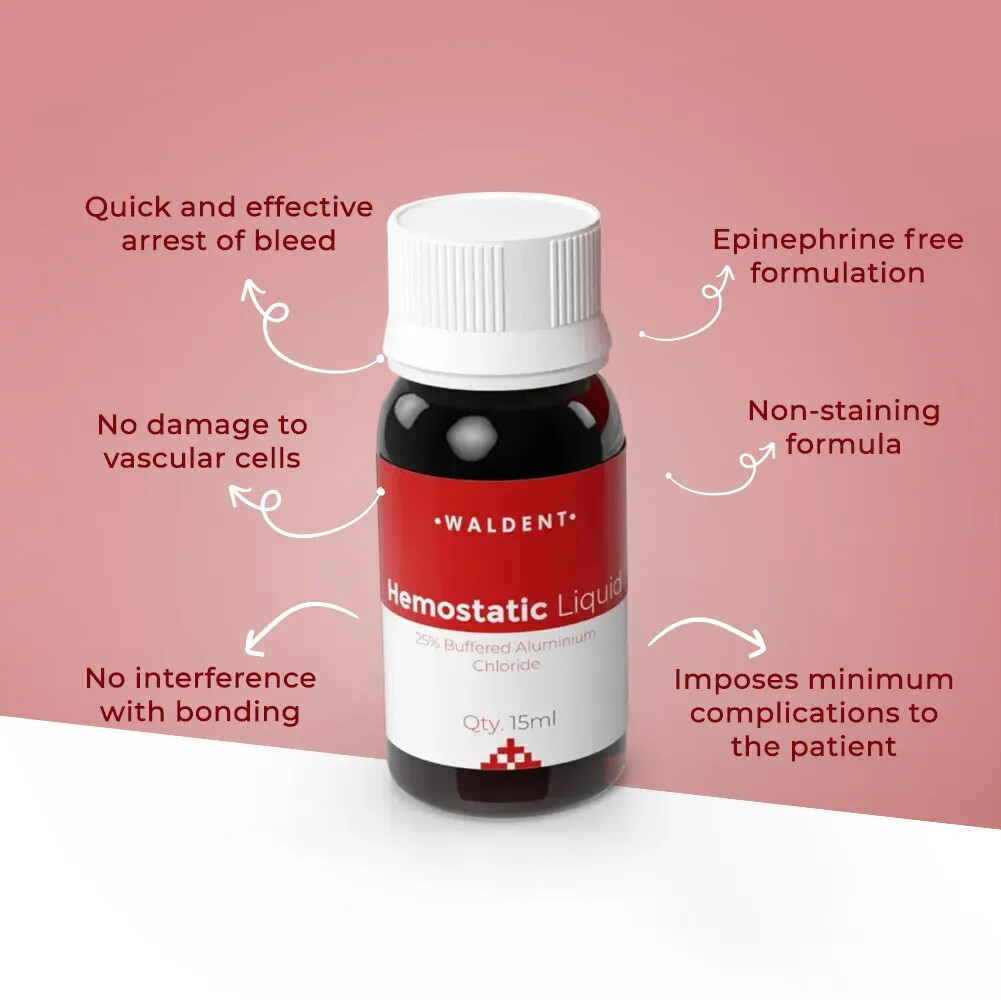 Waldent Hemostatic Liquid consisting of 25% aluminium chloride for OGB control