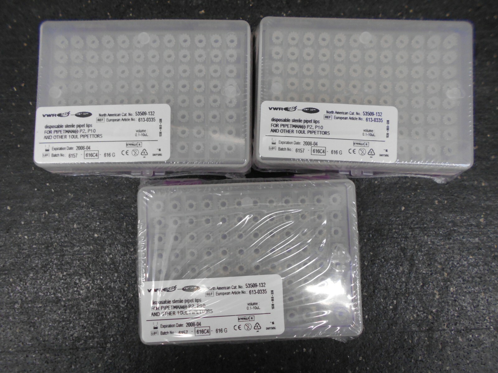 VWR 53509 132 0.1-10µL DISPOSABLE STERILE PIPET TIPS FOR PIPETMAN P2 LOT OF 288