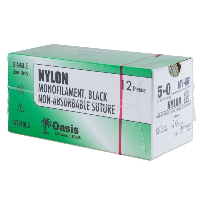 Oasis Nylon Training Suture, Size 5-0, w/ NFS-2 Needle, 12/box