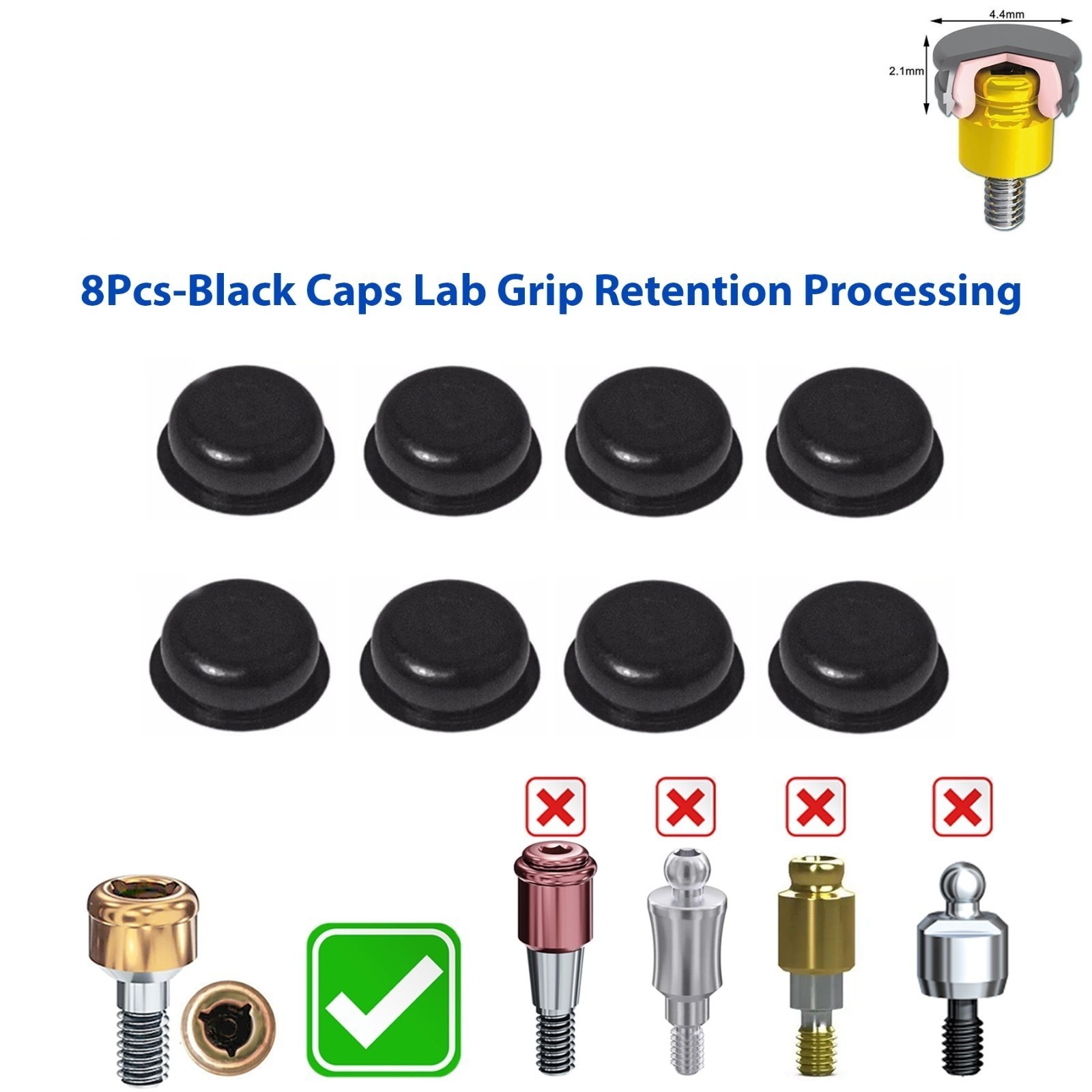 Dental Implant Universal Retention Caps Insertion Locator Abutment Inserts Tool