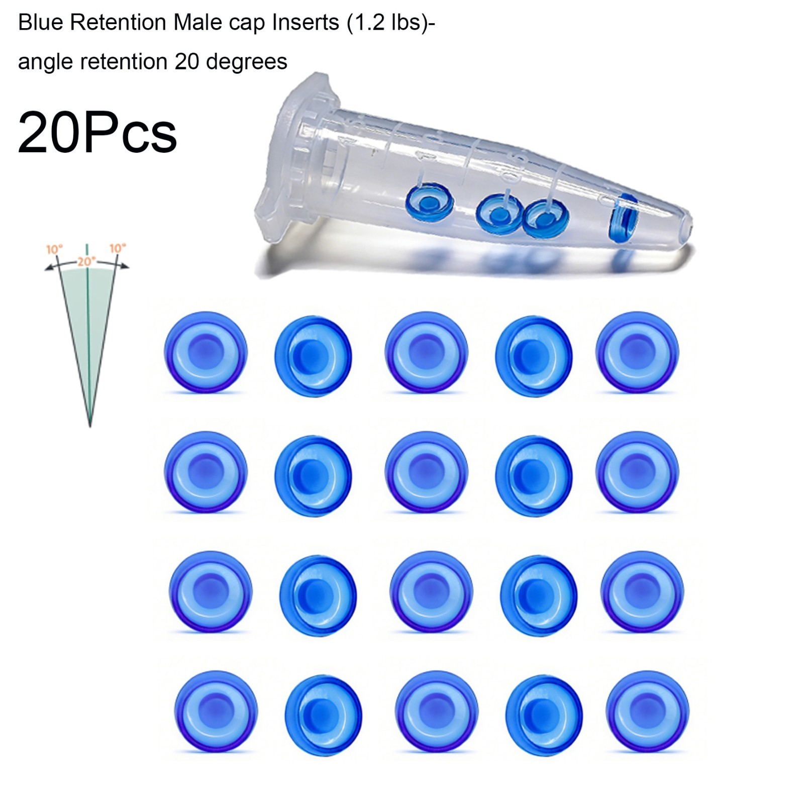 Dental fits Zest Locator Male Caps Standard Xtra-Light Blue 1.2lbs Inserts 20Pcs
