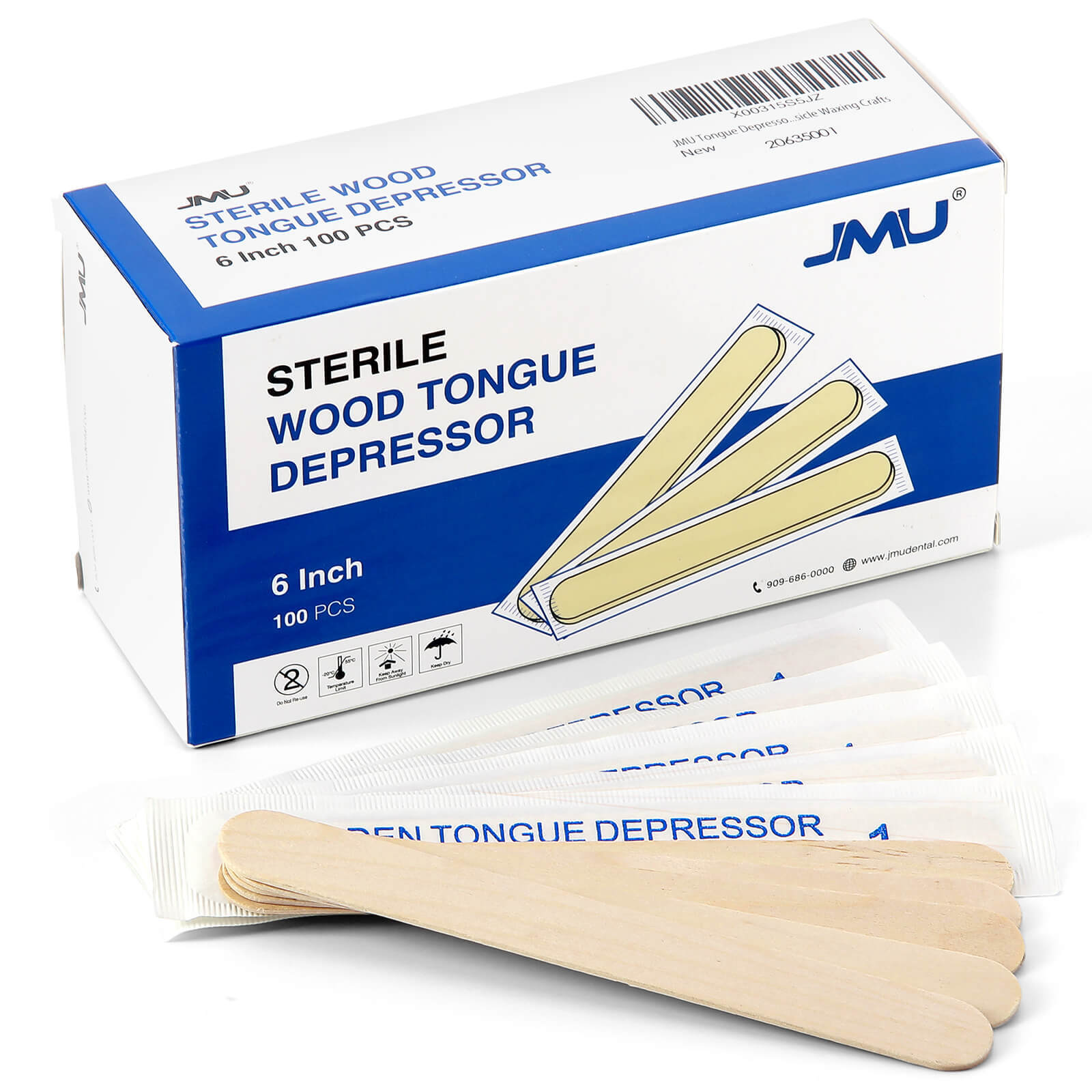 200pcs Wooden Tongue Depressors 6” Sterile Individually Wrapped Medical Purpose