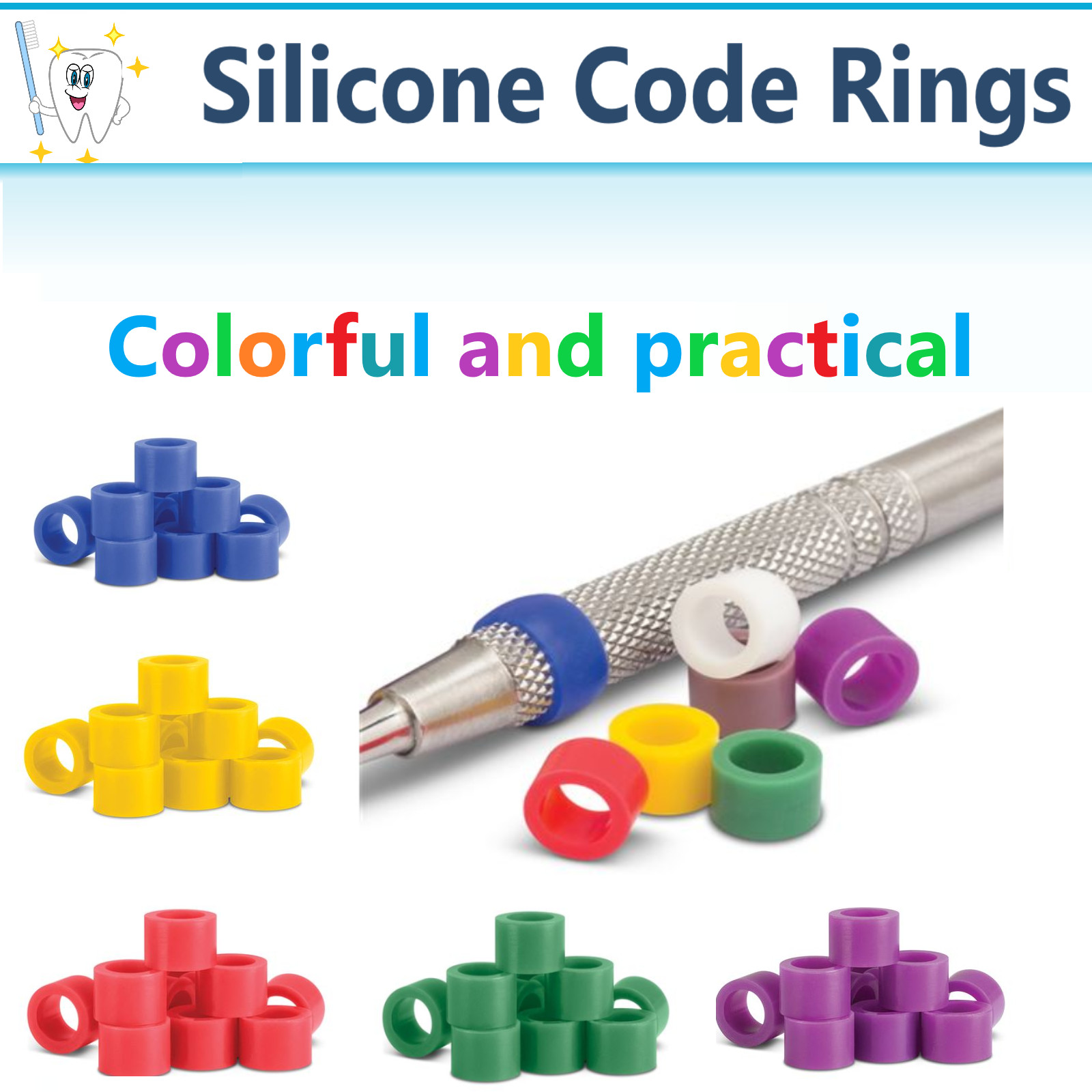 Dental Instrument Silicone Color Code Rings Small(60pc)/Large(60pc) Autoclavable
