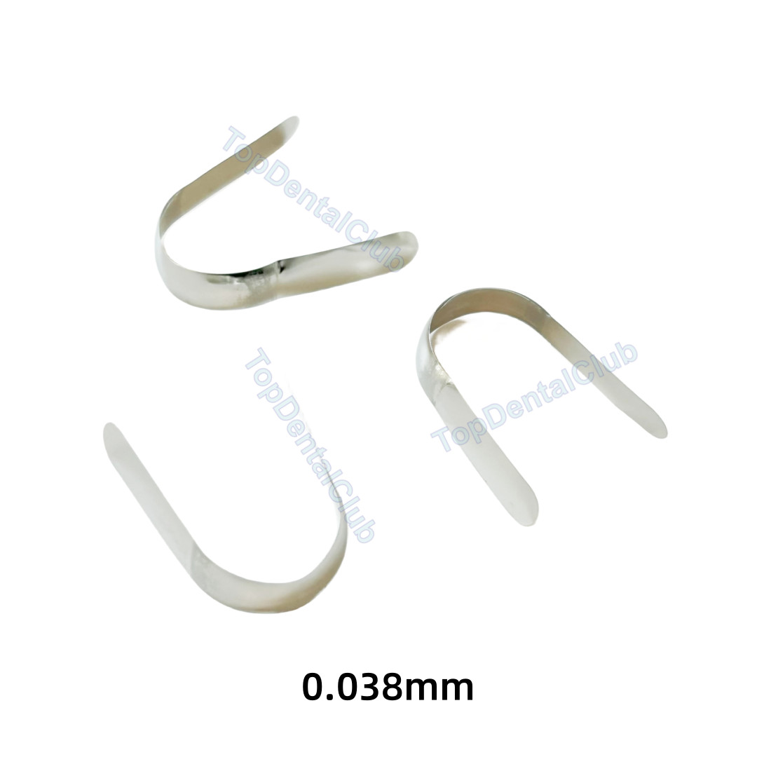 0.03mm/0.038mm Dental Tofflemire Contoured Matrices Stainless Steel Matrix Bands