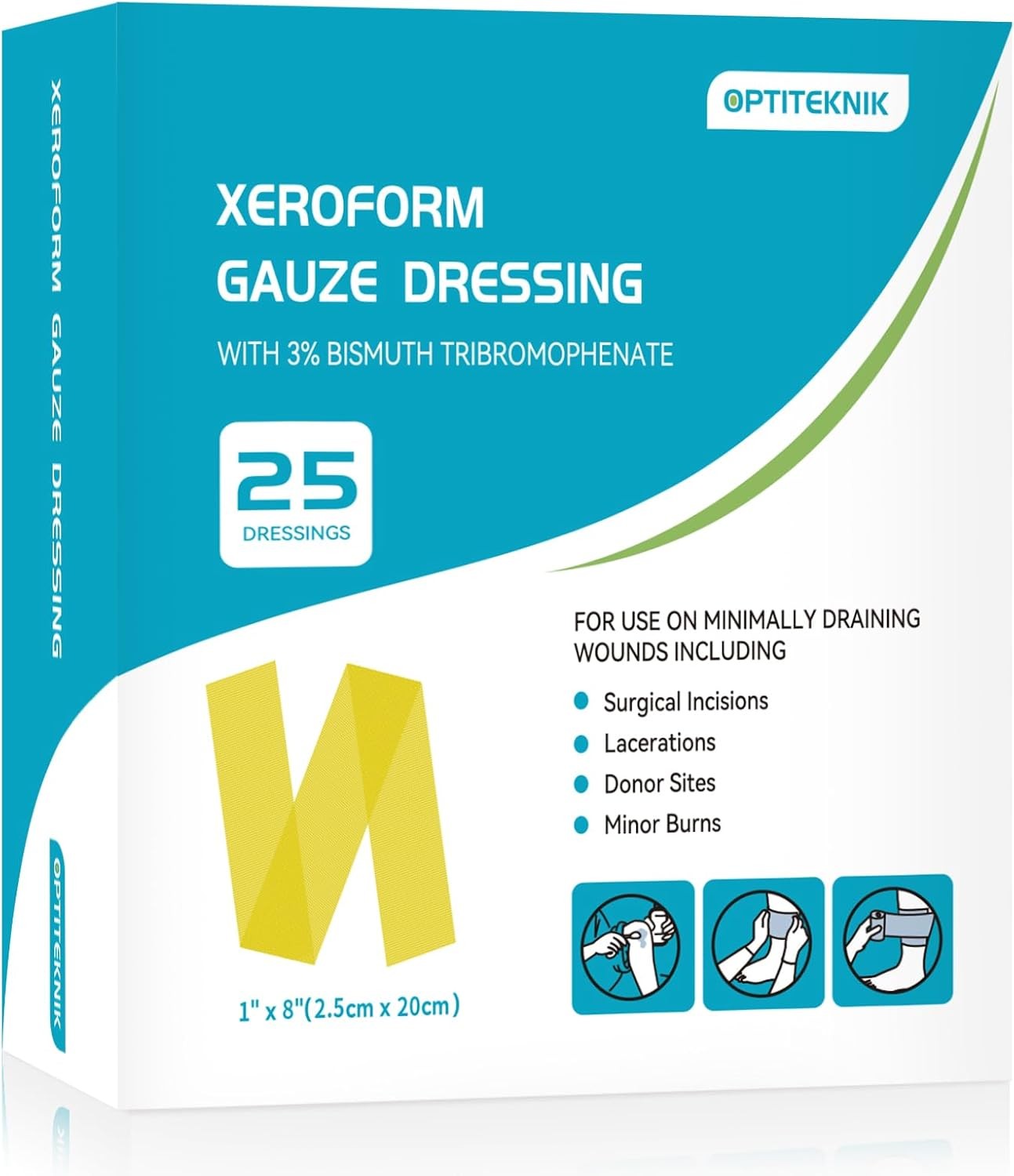 Xeroform Petrolatum Dressing 1″x8″ Pack of 25, 1"x8" pack 25