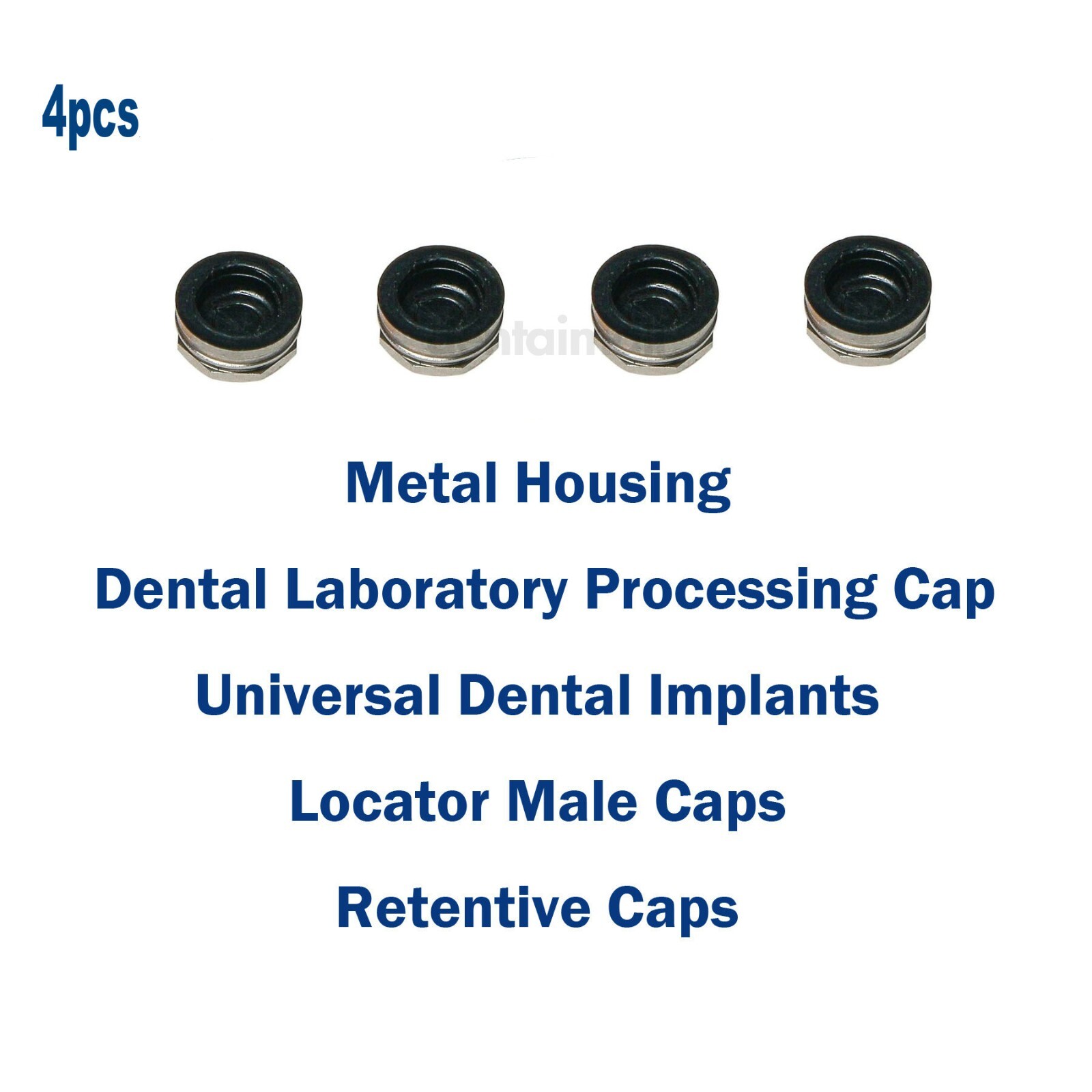 4pcs Overdenture Abutments Metal Housing Assembly Male Caps Dental Lab Supplies