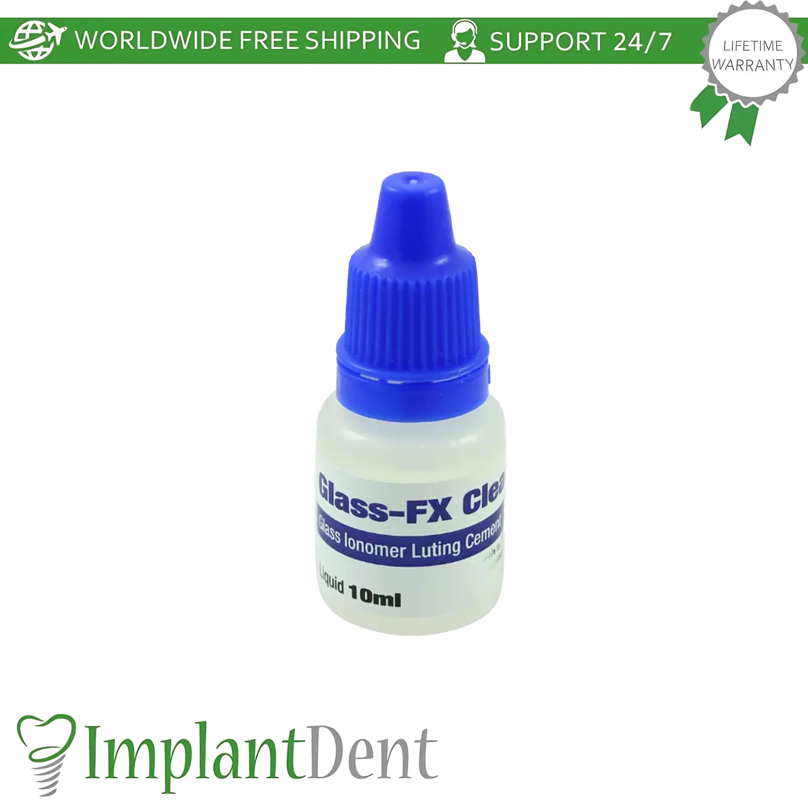 Dental Glass FX Clear Permanent Cement Transparent 15g Powder & 10ml Liquid