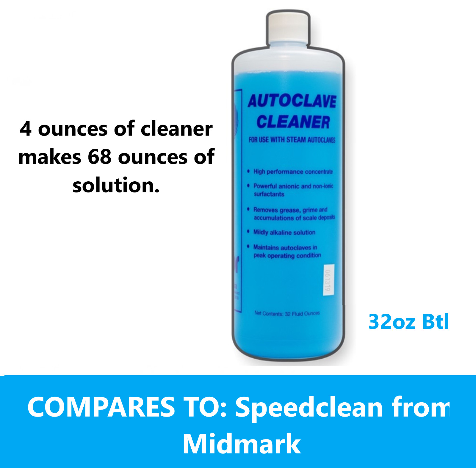 Dental Autoclave Cleaner 32Oz, Concentrated Formula Use with steam autoclaves