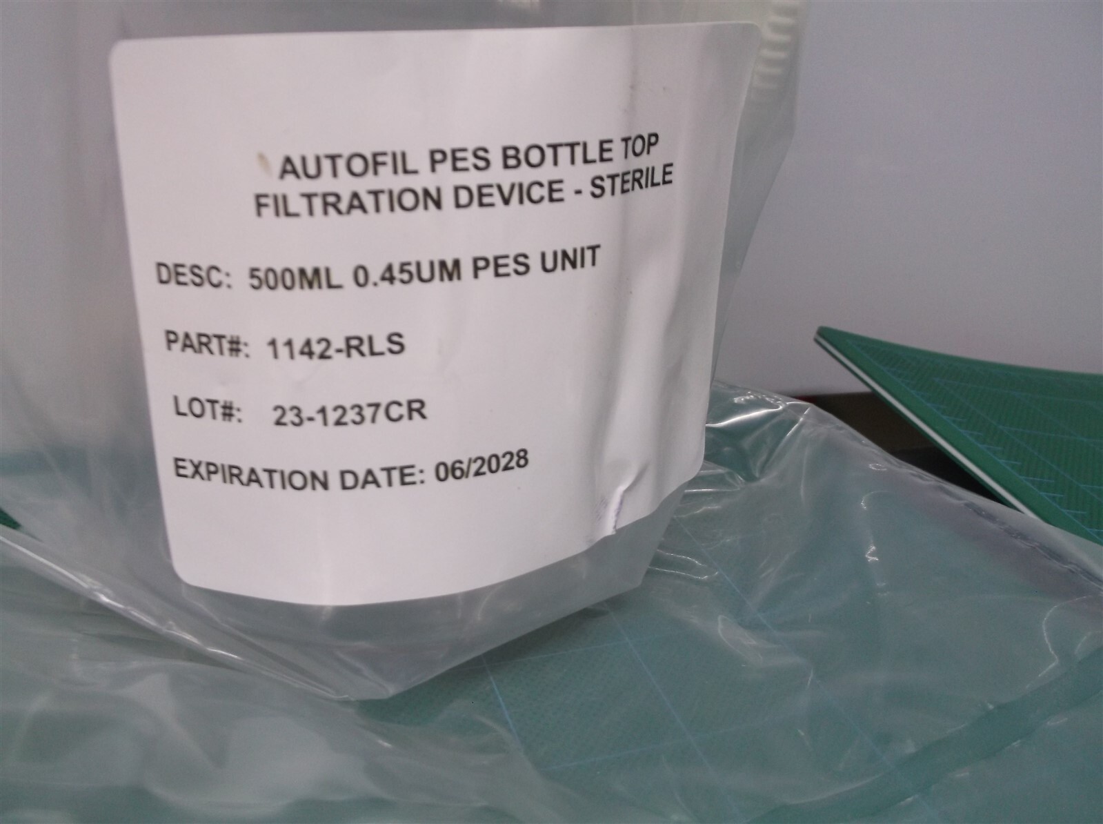 AUTOFIL PES BOTTLE TOP FILTER, FULL ASSEMBLY, 500 ML, 0.45 UM, 1142-RLS Exp 06/2
