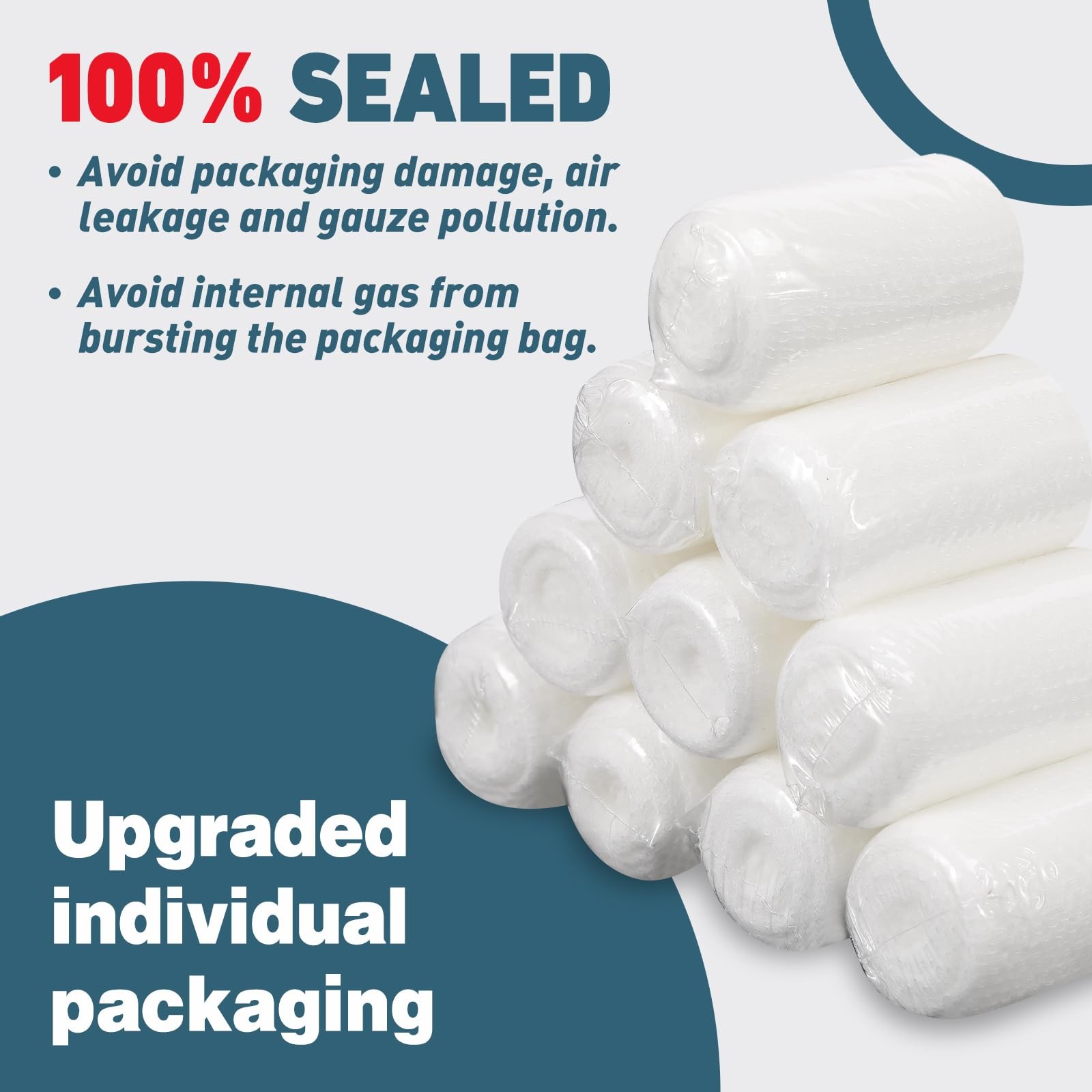 AZEN 20 Pack Gauze Rolls Bandages, 2 in x 4.1 Yards, Premium 2IN, A-20p