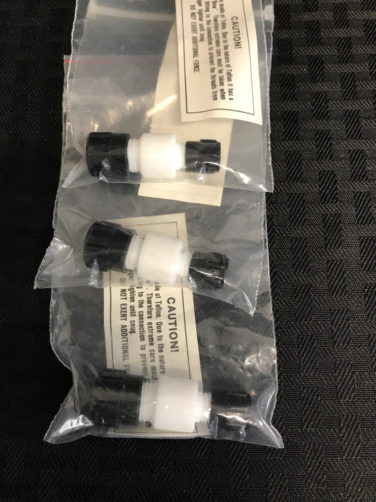 NEW (3) Laboratory PTFE Coupling Reducer Fitting 1/4” to 1/8” ID 1mm Bore