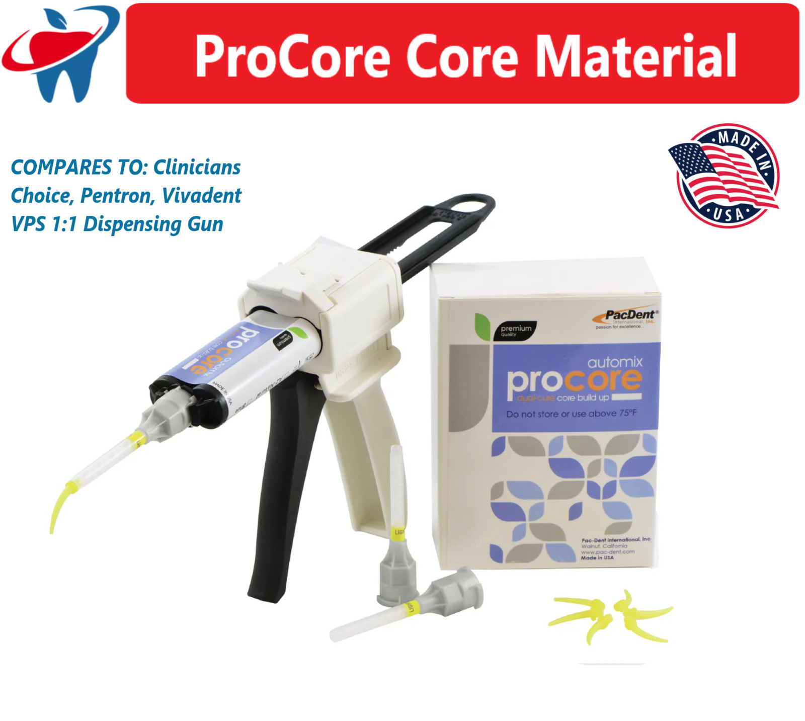 Dental Core Material ProCore™ Dual Cure Core Build-Up Shade A2, Blue, 50 g cartr