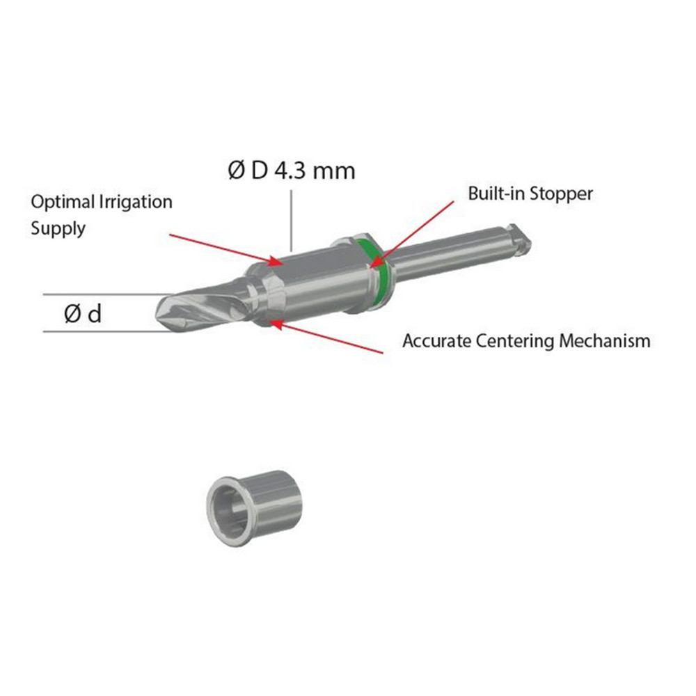 Dental External Irrigation Stopper Drill Ø2.0mm + Surg ical Guide Sleeve Set