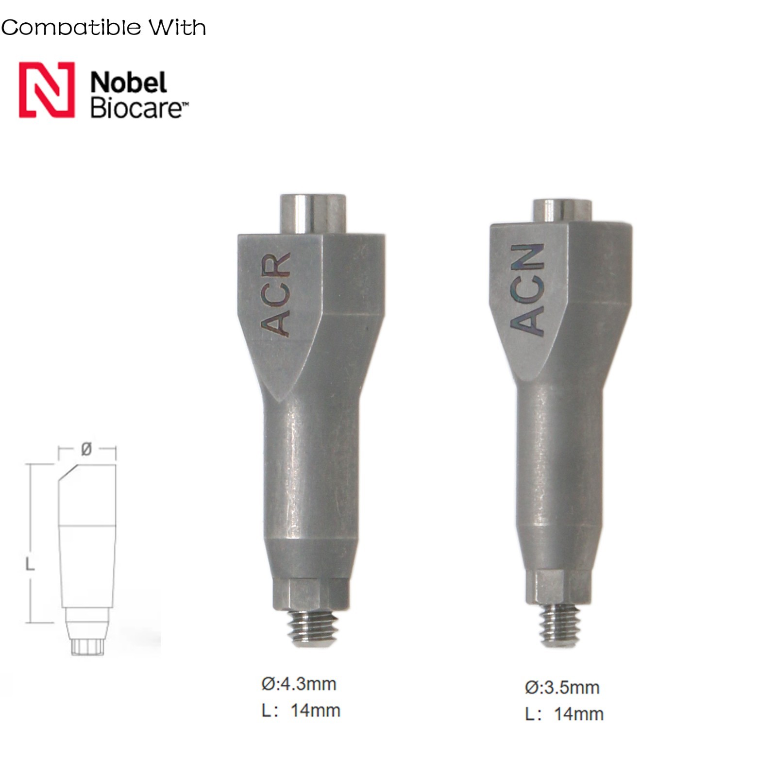 US Dental Scanbody Lab CAD/CAM Nobel Active NP ∅3.5mm/RP ∅4.3/5.0mm Compatible