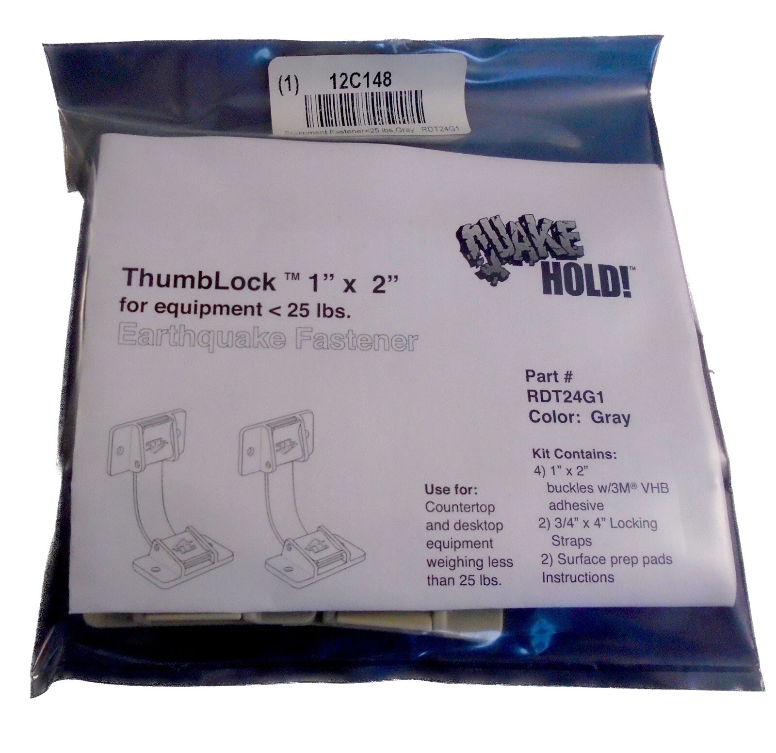 QUAKE HOLD Thumblock Earthquake Equipment Fastener 25lb 2 1” x 2” Buckles