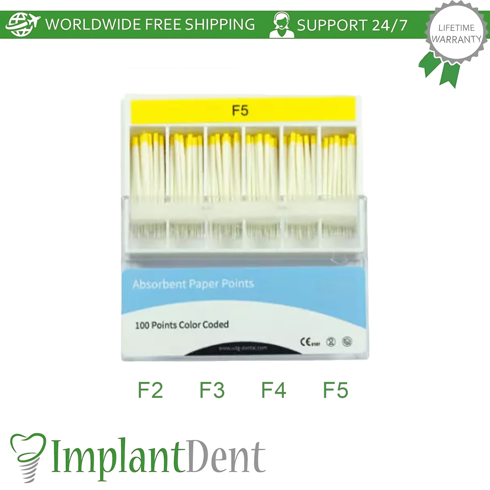 5x Dental Absorbent Paper Points For Protaper 100pcs/Pack Fast Drying Ro0t Canal