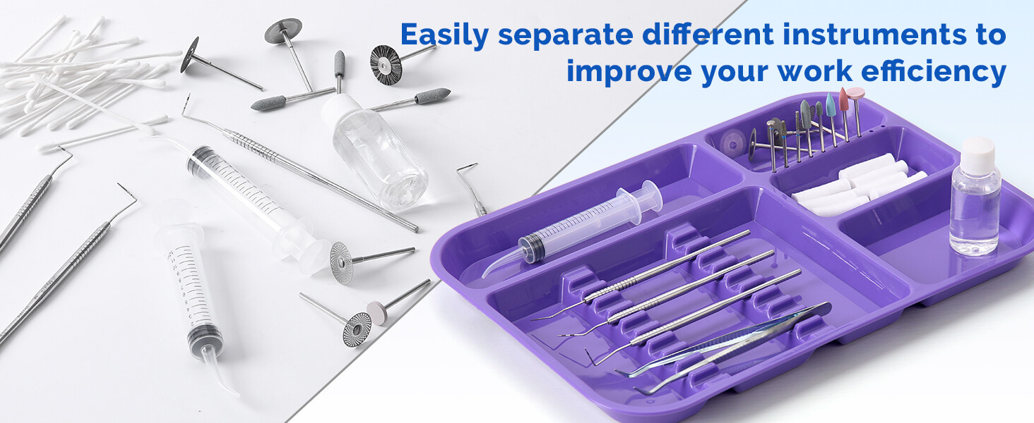 Dental Instrument Separate Divided Tray Autoclavable Plastic Set Up Trays Size B