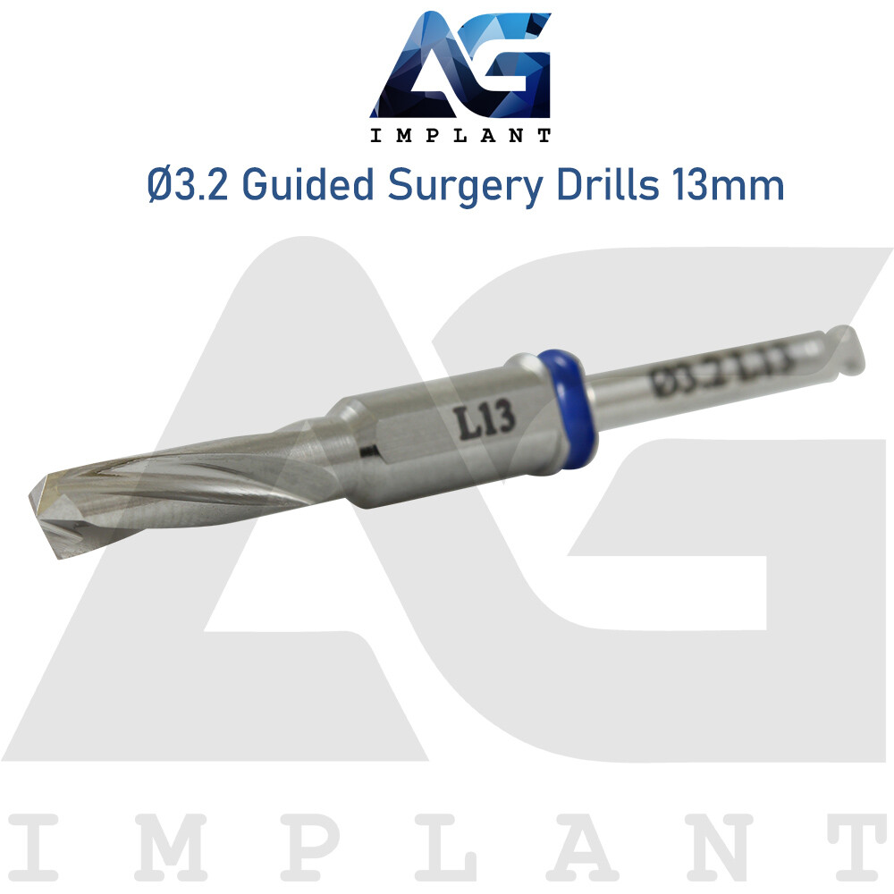 1 Dental Straight Guided Stopper Drill 3.2mm Set With Guide Sleeve Blue Color
