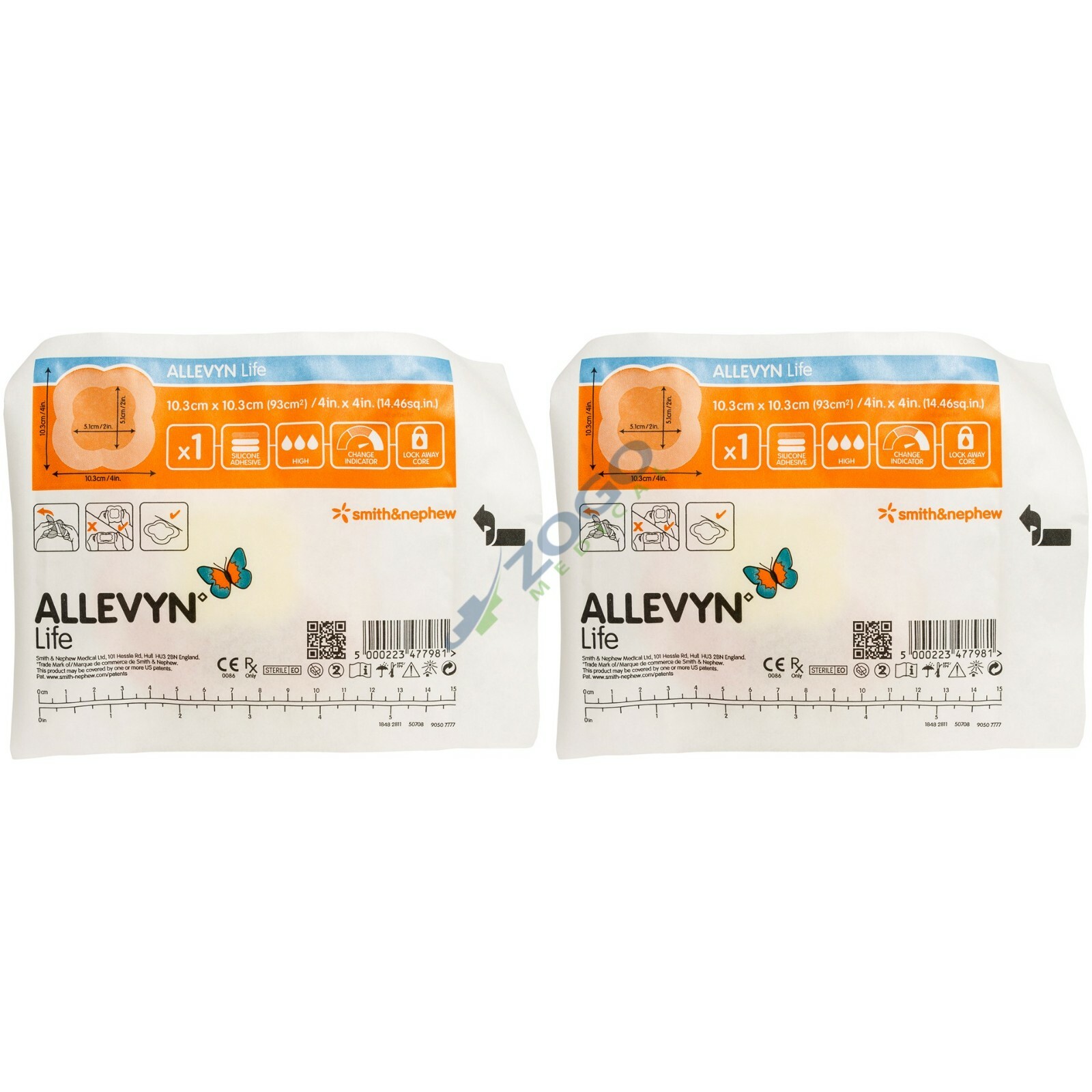 Allevyn Life Foam Dressing 4″ x 4″ (2×2 pad) – Pack of 2 Dressings 66801067