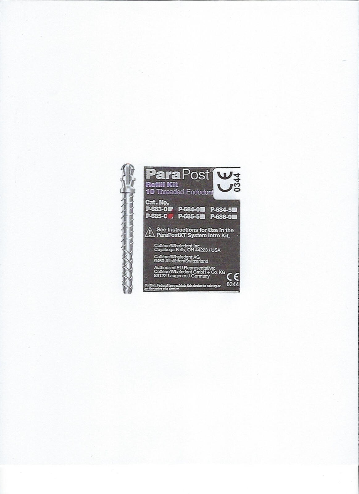 COLTENE P6850 ParaPost XT Size 5 Red .050″ (1.25mm) Titanium Alloy Posts 10 box