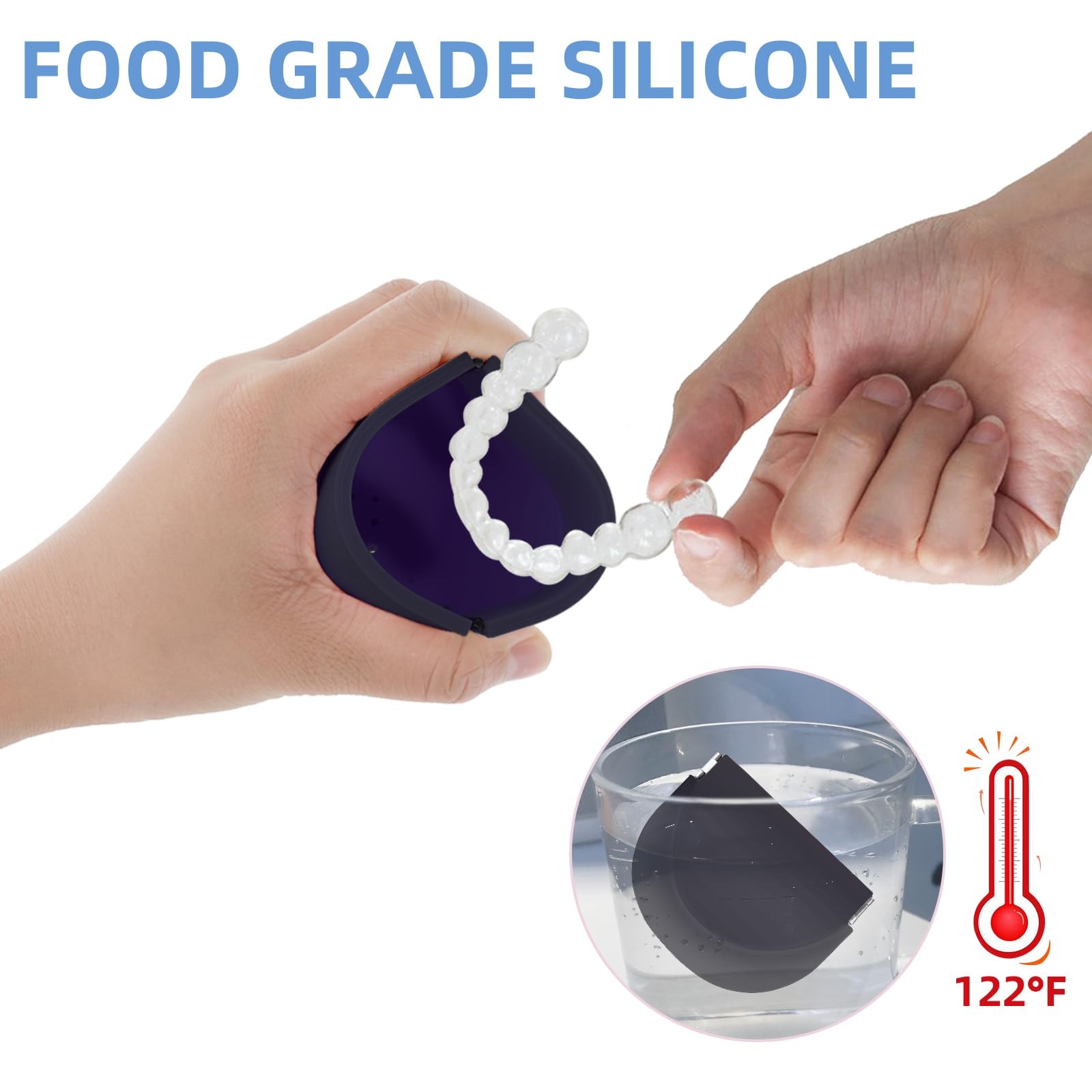 Dimeho Silicone Retainer Case – Soft 10.5cm L x 7.5cm W x 3cm H, Dark purple